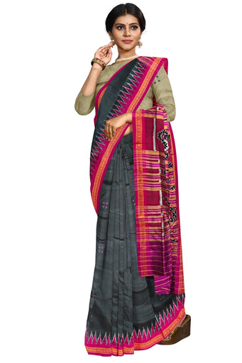 Black Single Temple Border Khandua Pata Saree