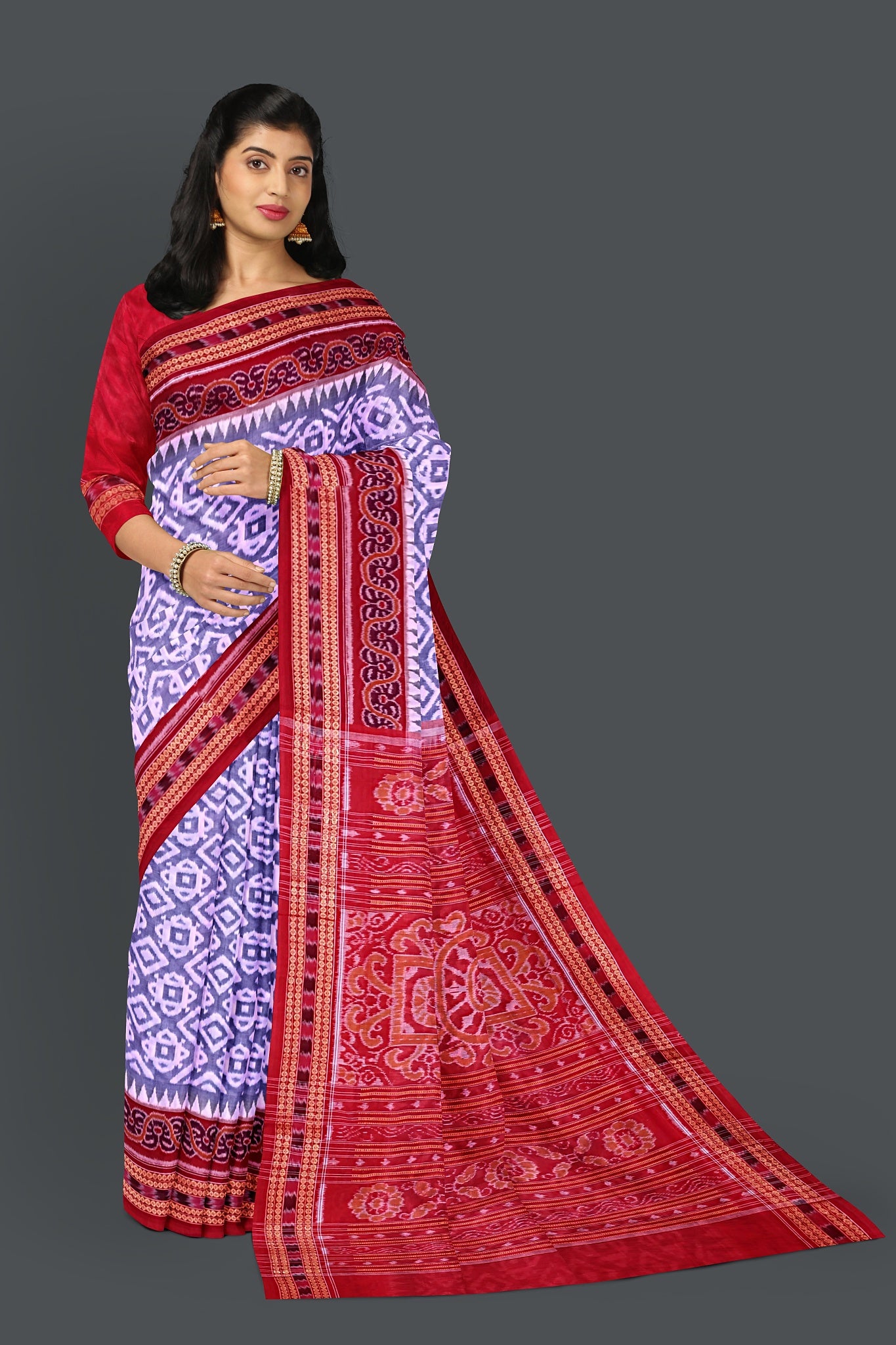 Purple And Lavender Big Border Bandha Saree