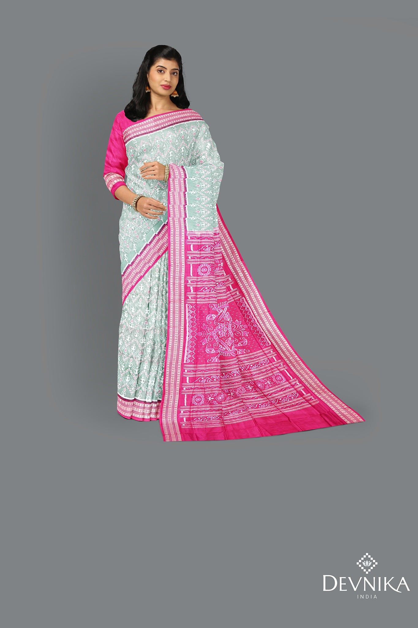 Light Green Teracota Bandha Saree