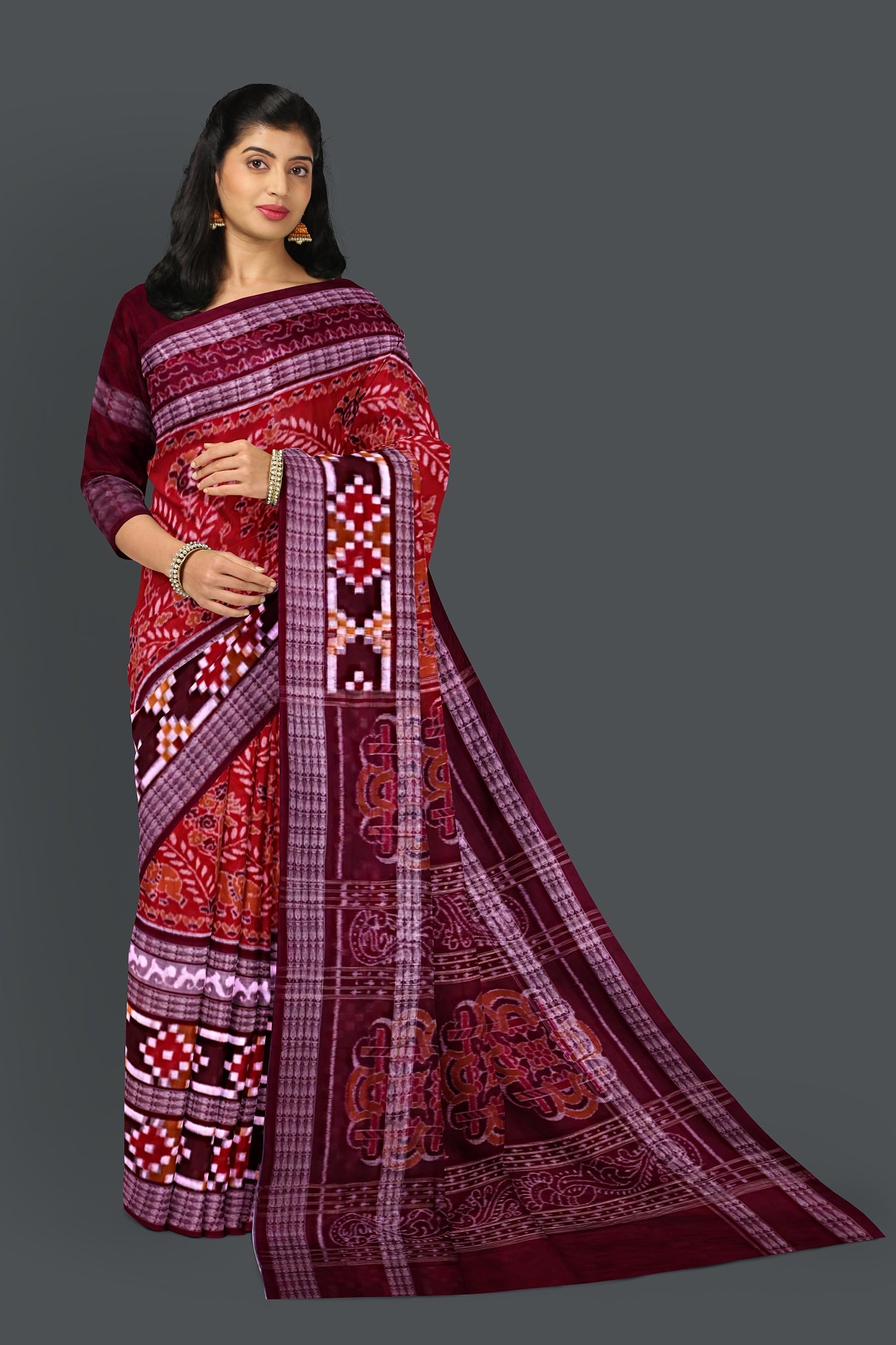 Rust Double Pasapalli Saree