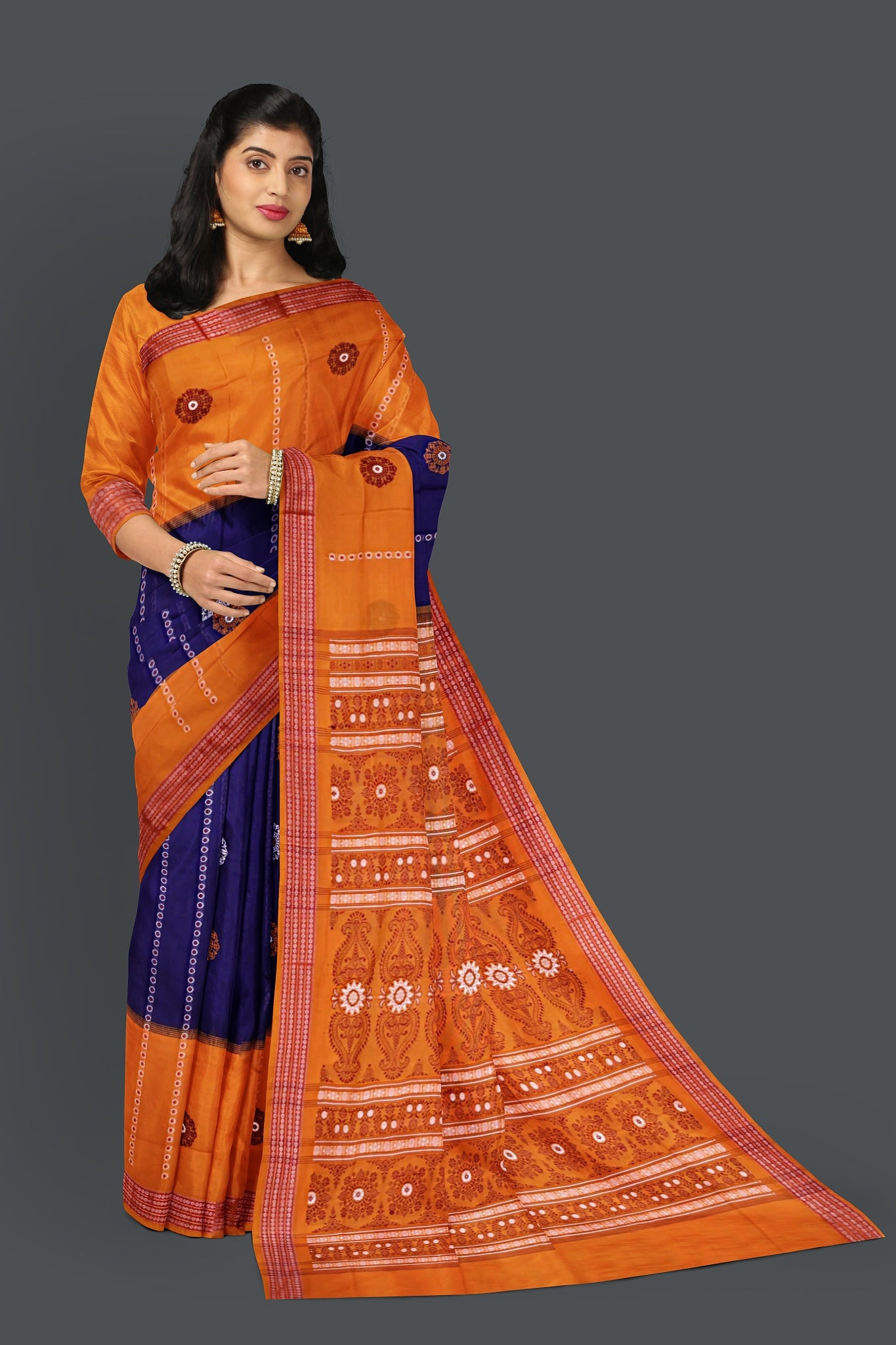 Blue Violate Bomkai Saree