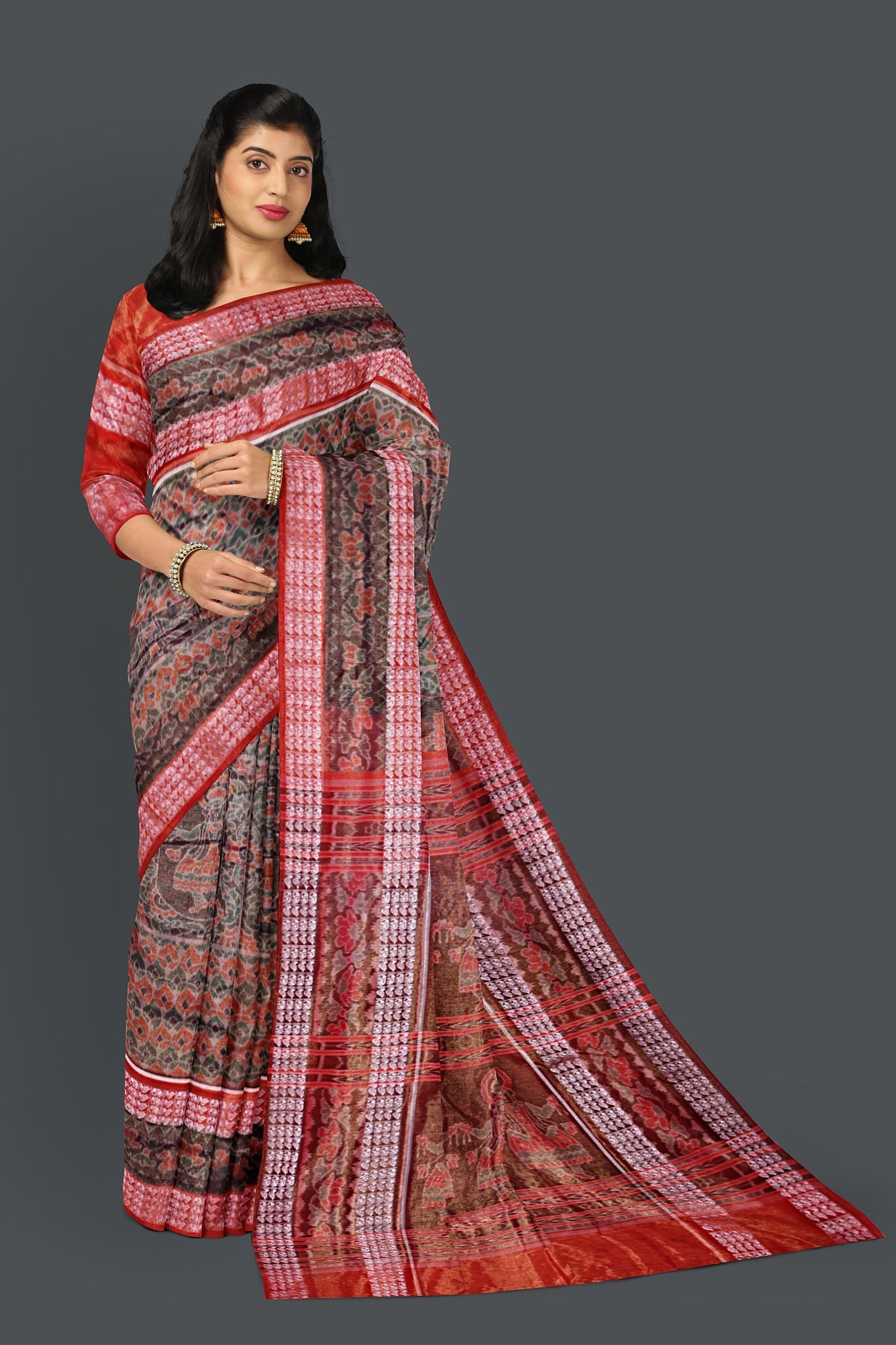 Golden Green Body Bandha Tissue Saree