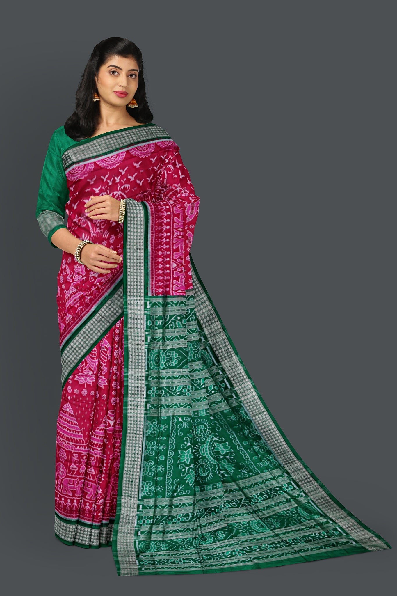 Hot Pink Traditional Body Bandha Saree