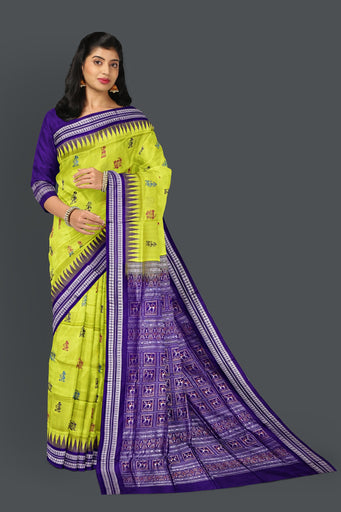 Lemon Green Teracota Bomkai Saree