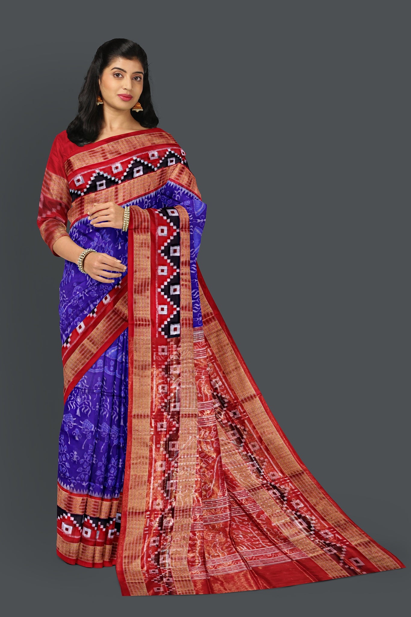 Blue Violate Body Bandha Tissue Saree