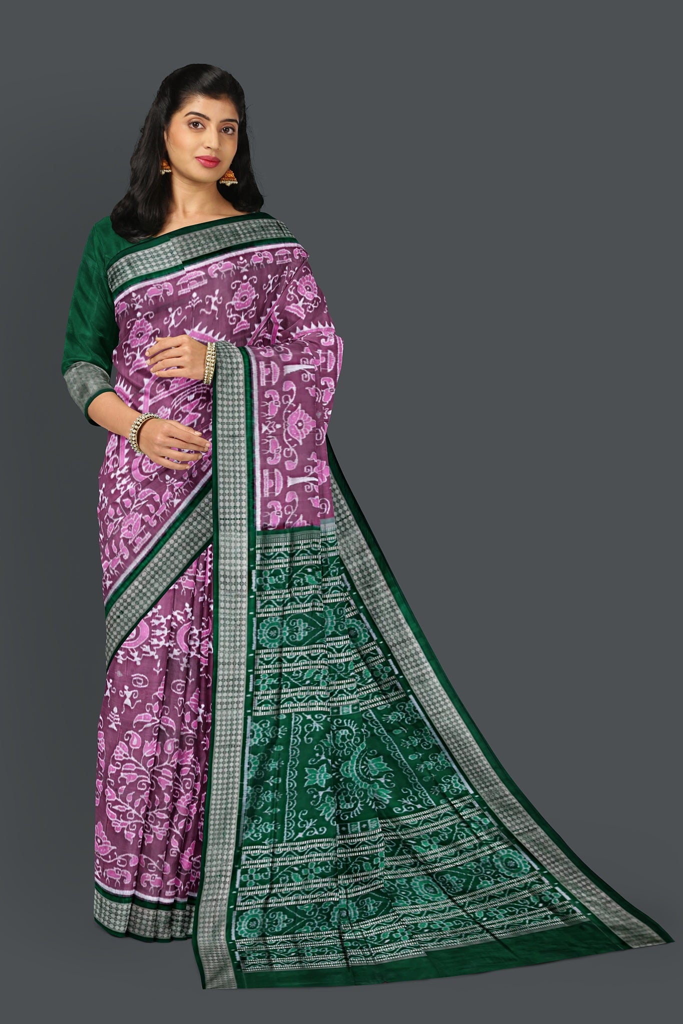 Lavender Blue Teracota Bandha Saree