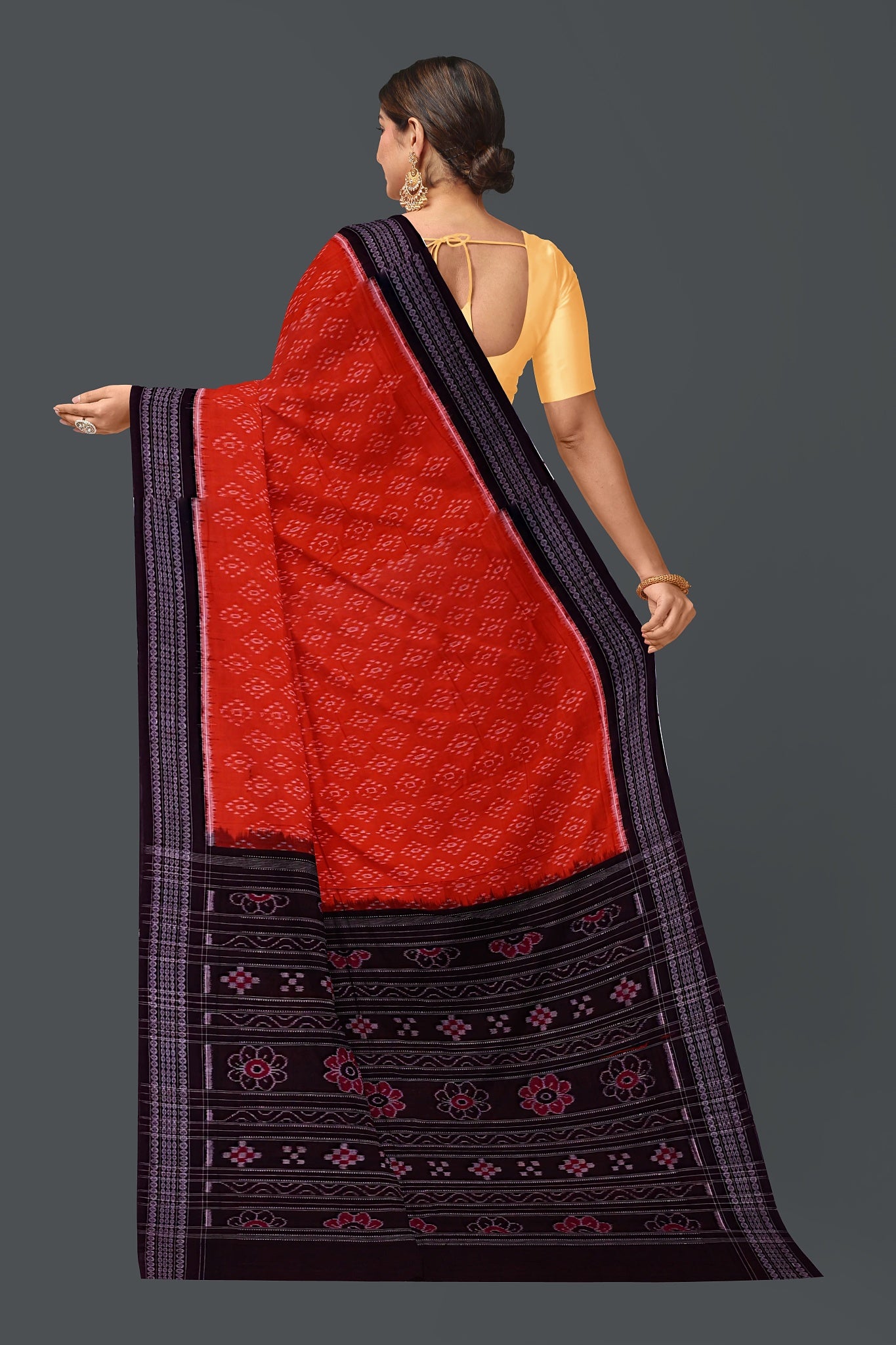 Dark Orange Body Bandha Saree(With Out Blouse)