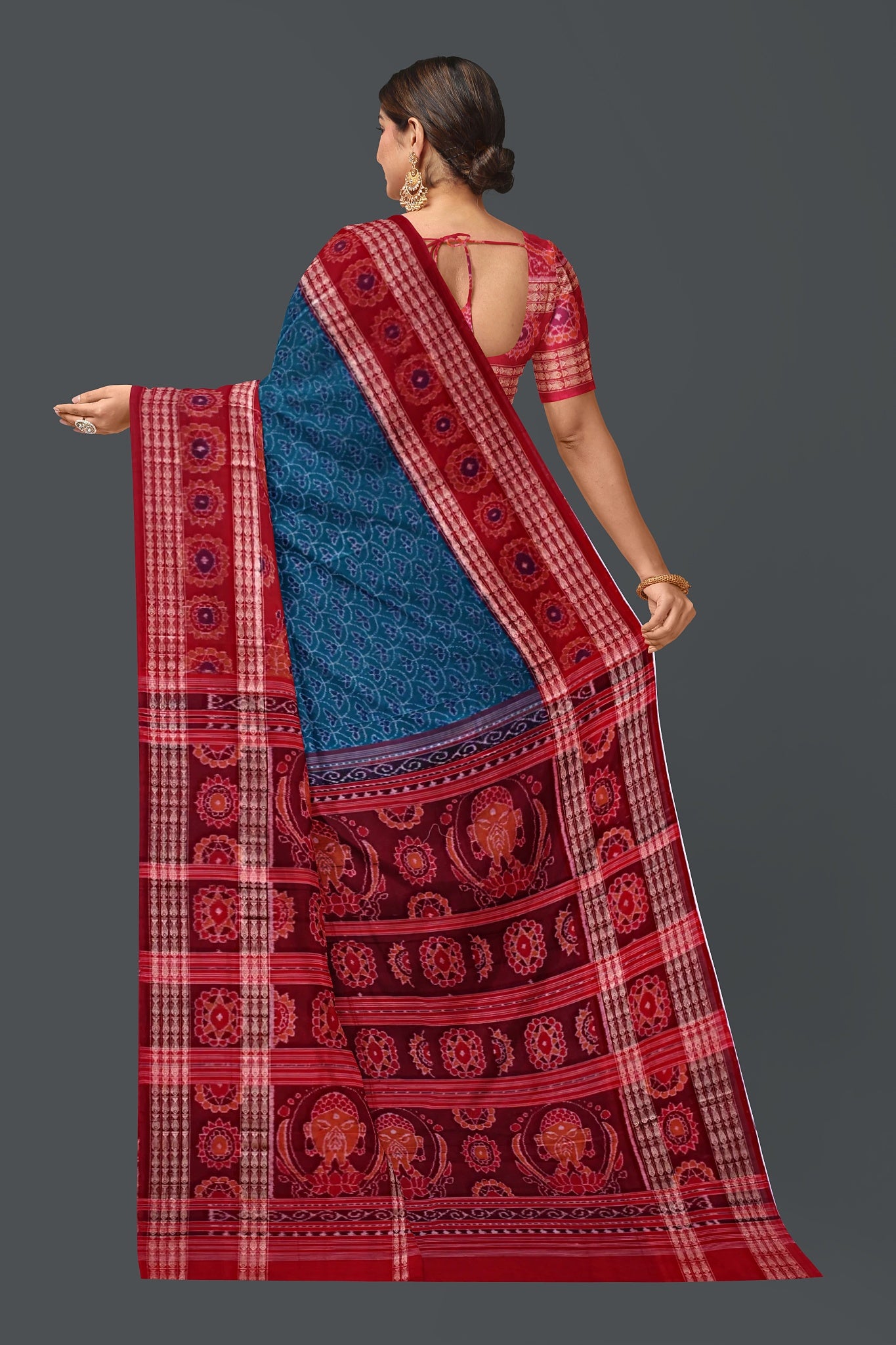 Teal Green Namaskar Bandha Saree