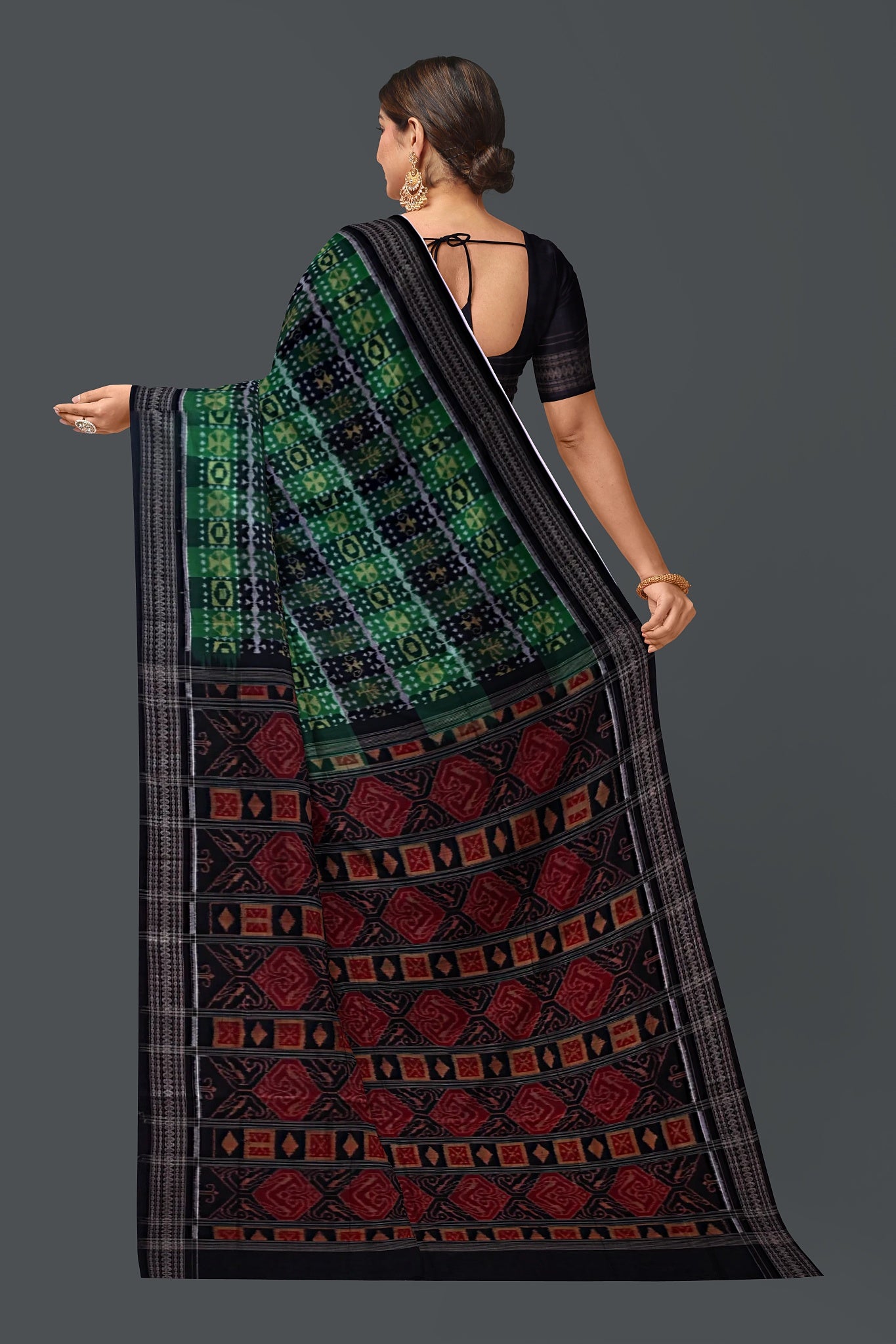 Green, Golden Teracota Bandha Saree