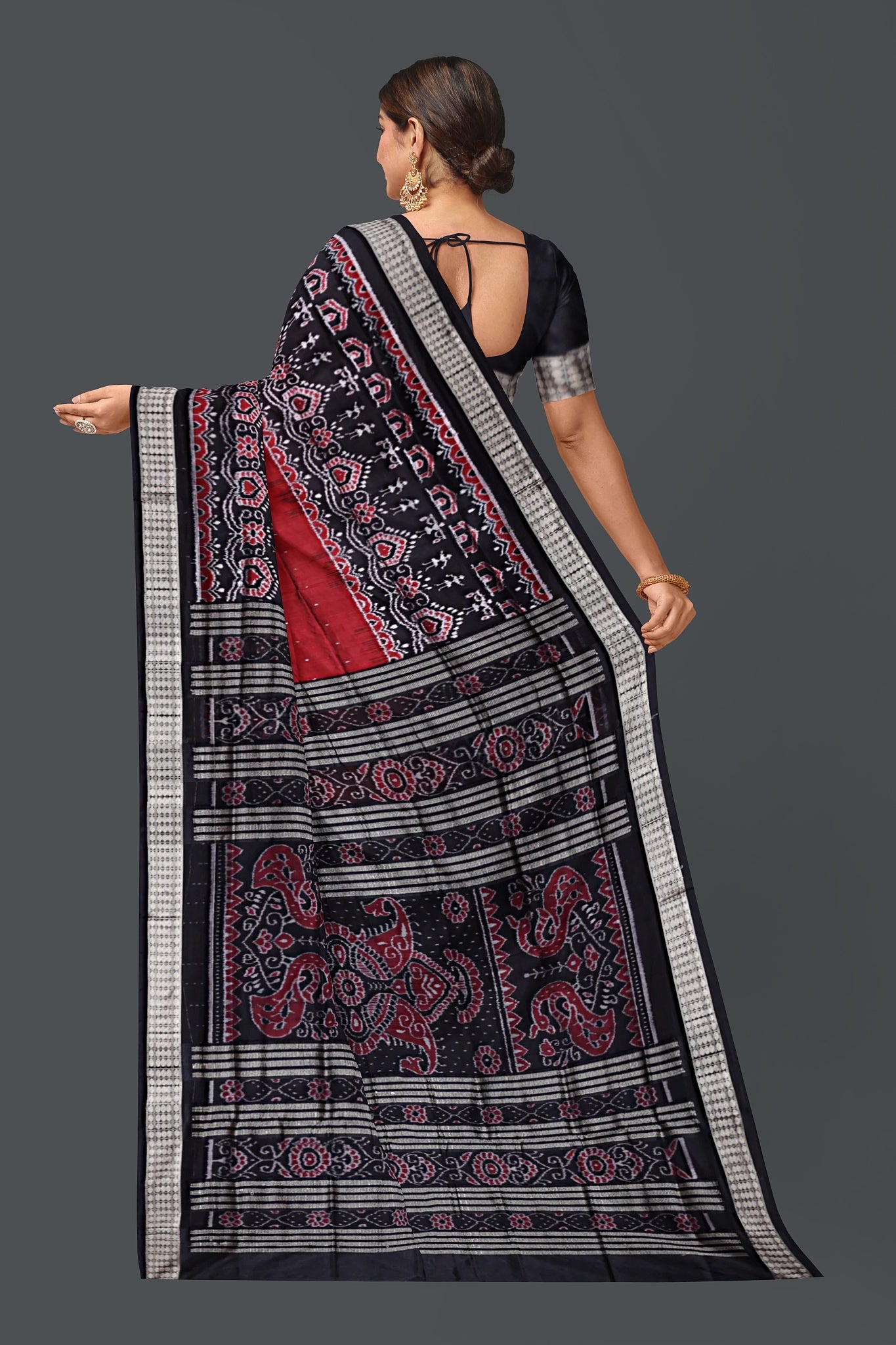 Maroon Teracota Border Bandha Saree