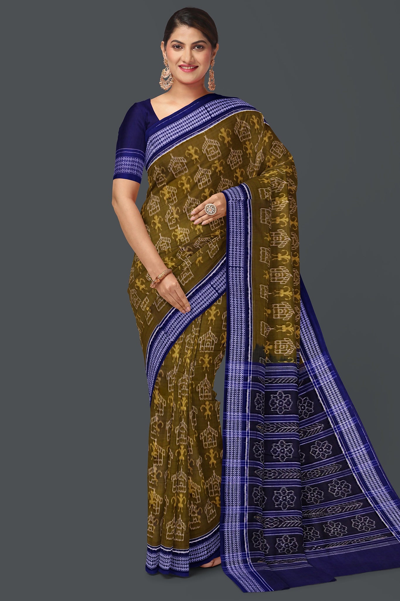 Olive Teracota Bandha Saree