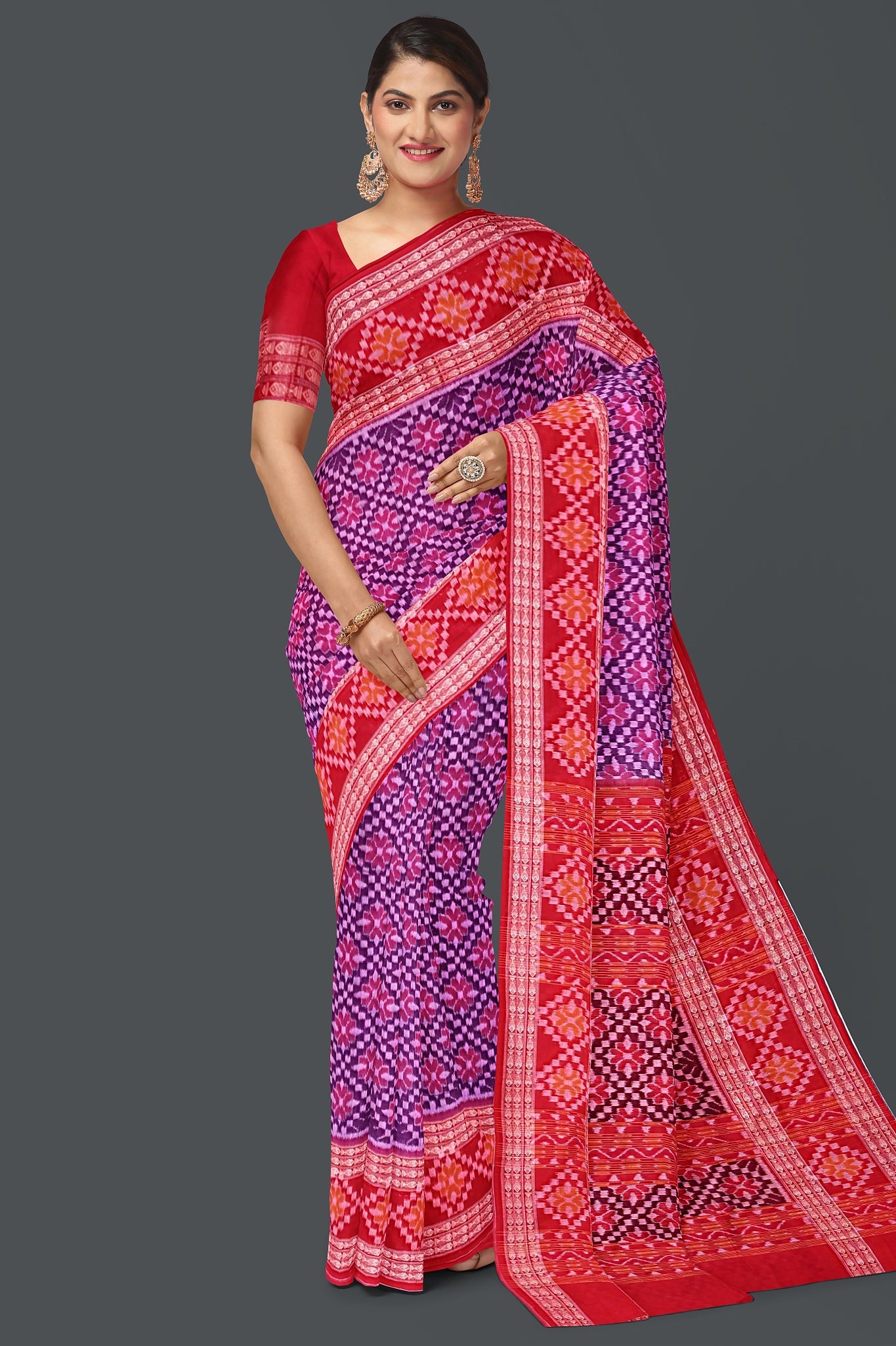 Purple Big Border Bandha Saree
