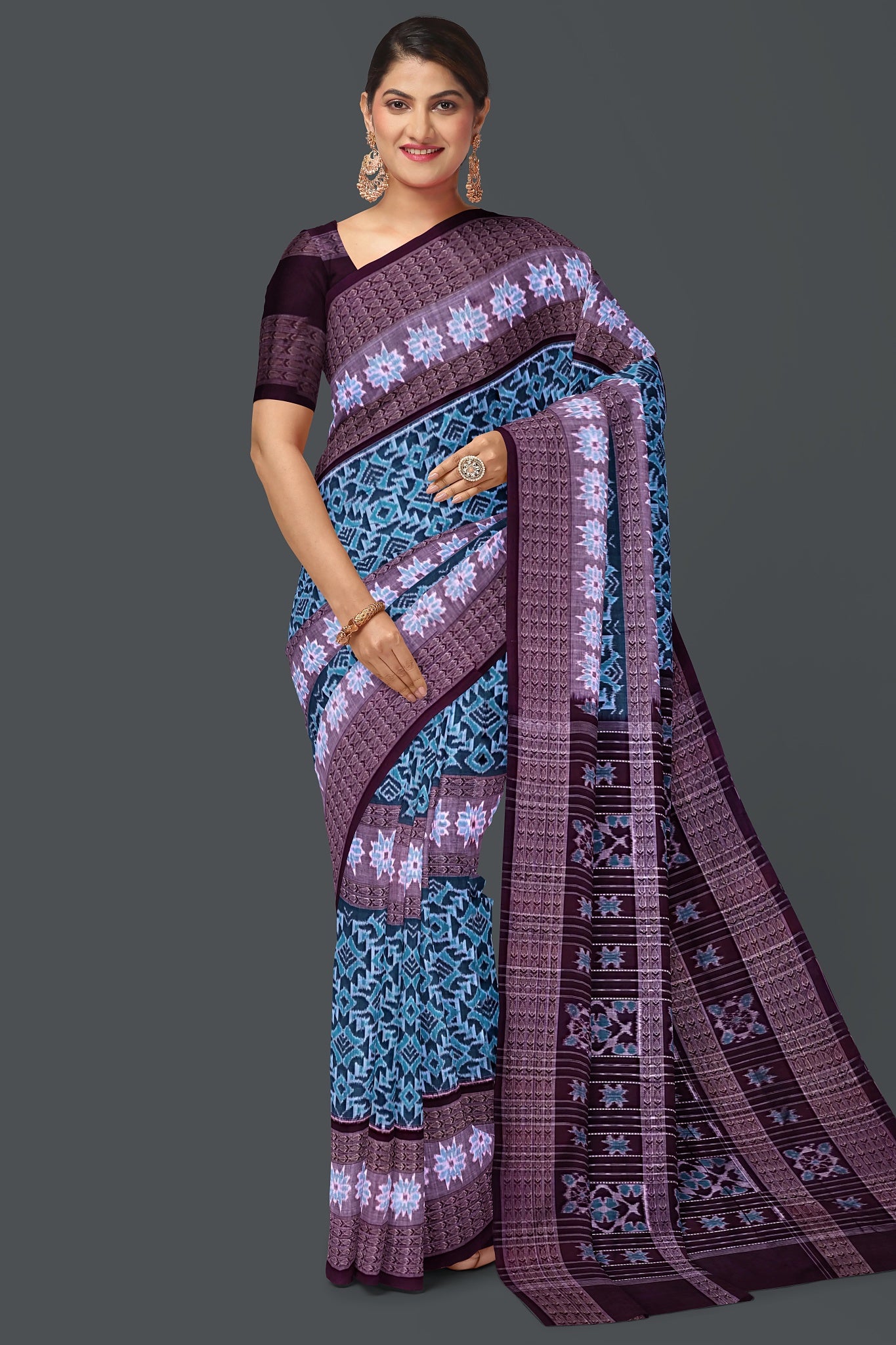 Light Green Big Border Bandha Saree