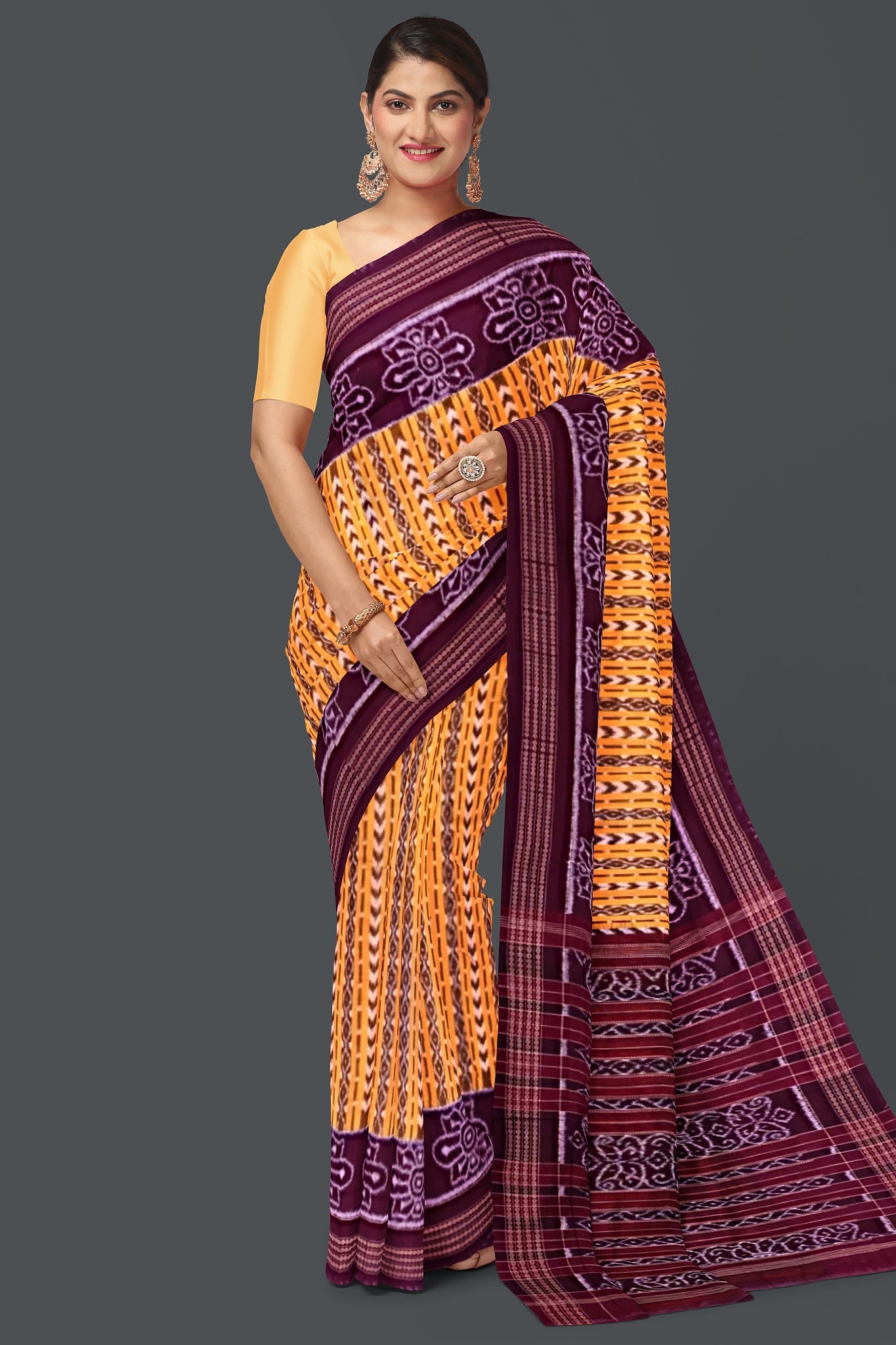 Golden Yellow Body Bandha Saree(With Out Blouse)