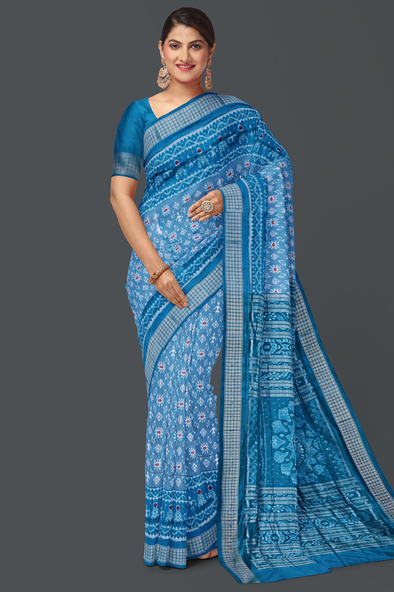 Light Blue Teracota Bandha Saree