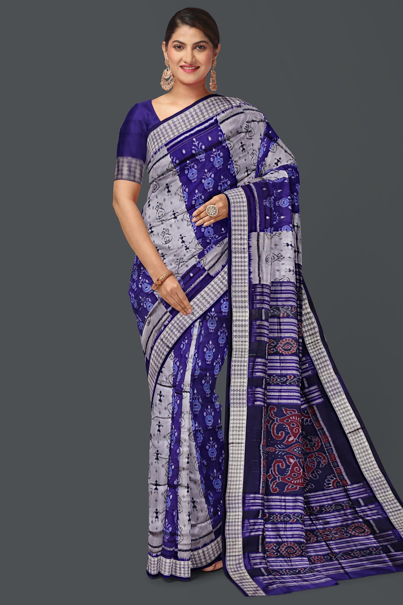 Voilet Blue Teracota Bandha Saree