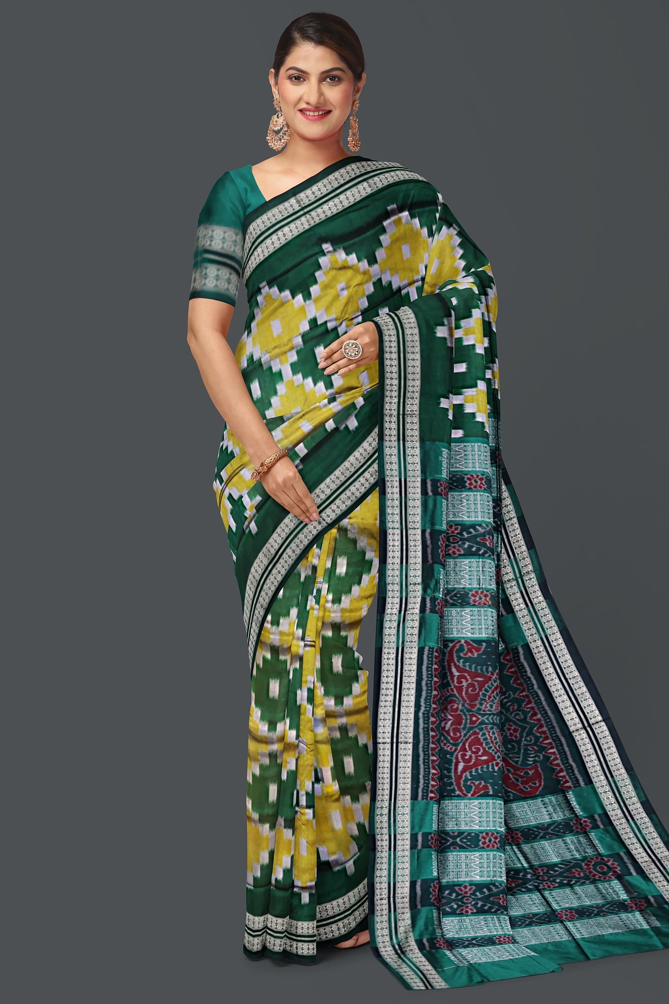 Yellow and Green Body Pasapalli Saree
