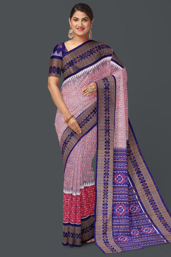 Sweet Pink Double Border Bandha Saree