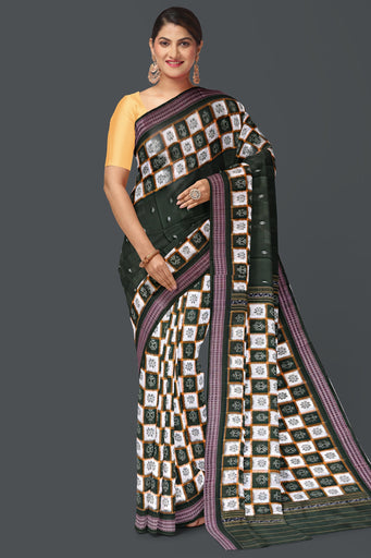 Dark Olive Green Border Pasapalli Saree