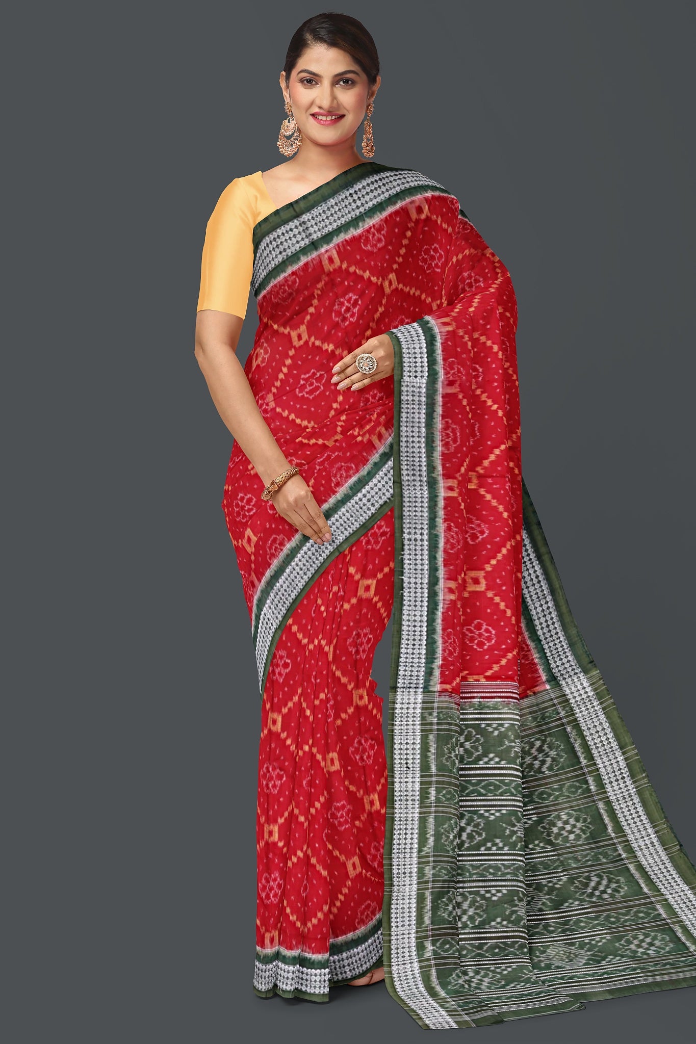 Deep Red Body Bandha Saree(With Out Blouse)