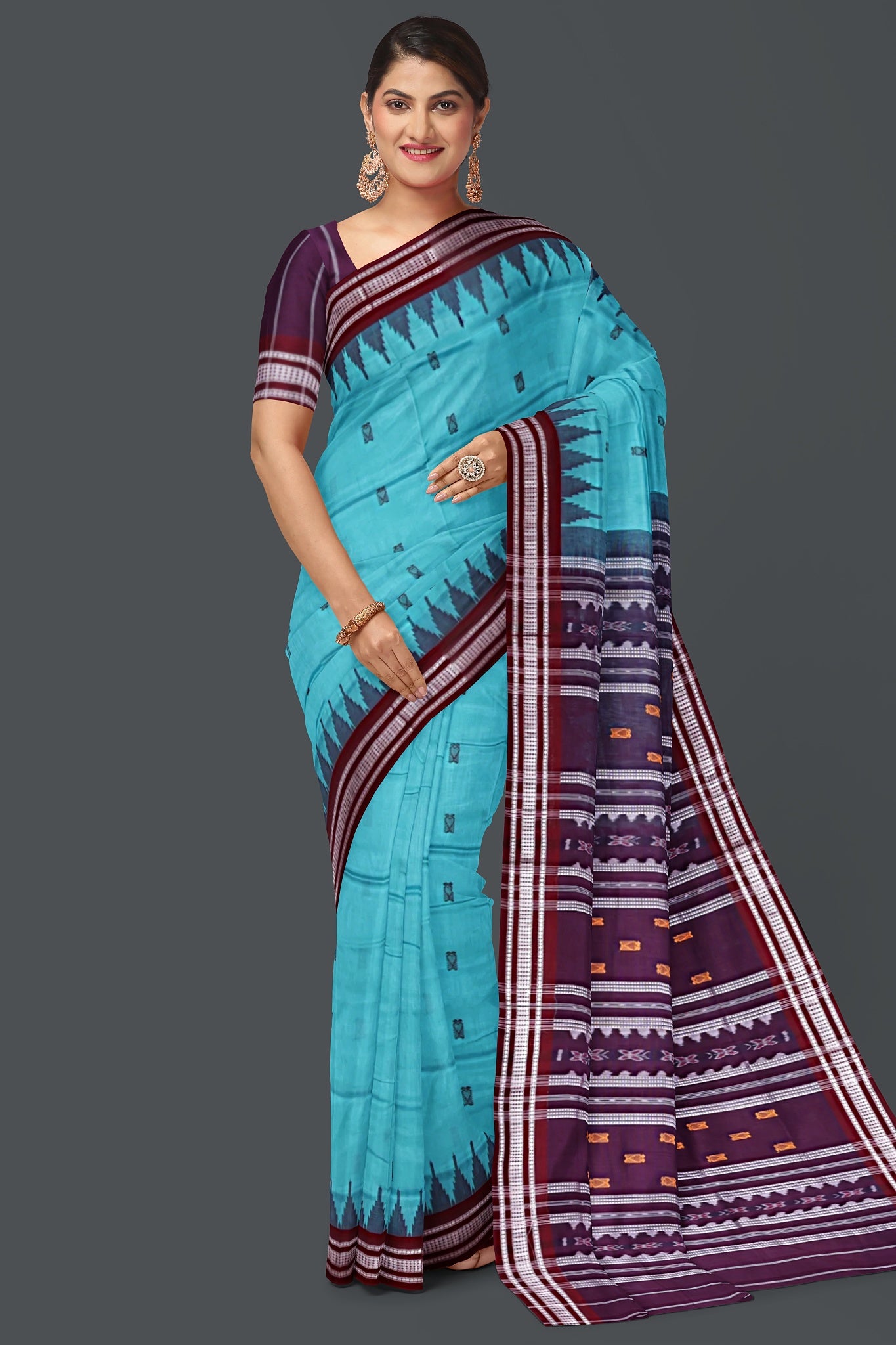 Light Emerald Pata Bapta Saree