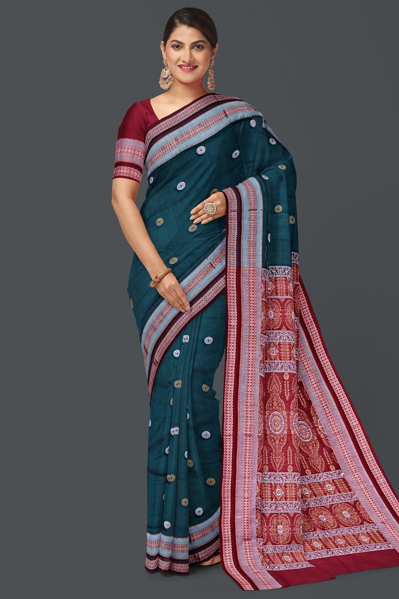 Deep Green Bomkai Saree