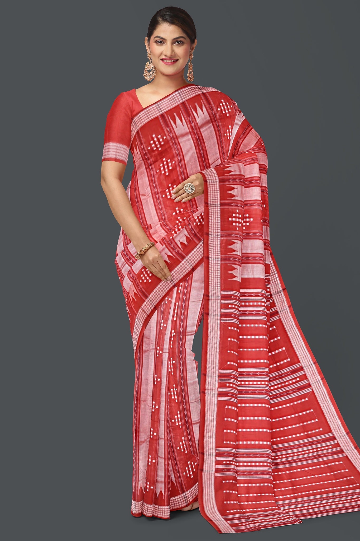 Rust And Tan Pata Bapta Saree