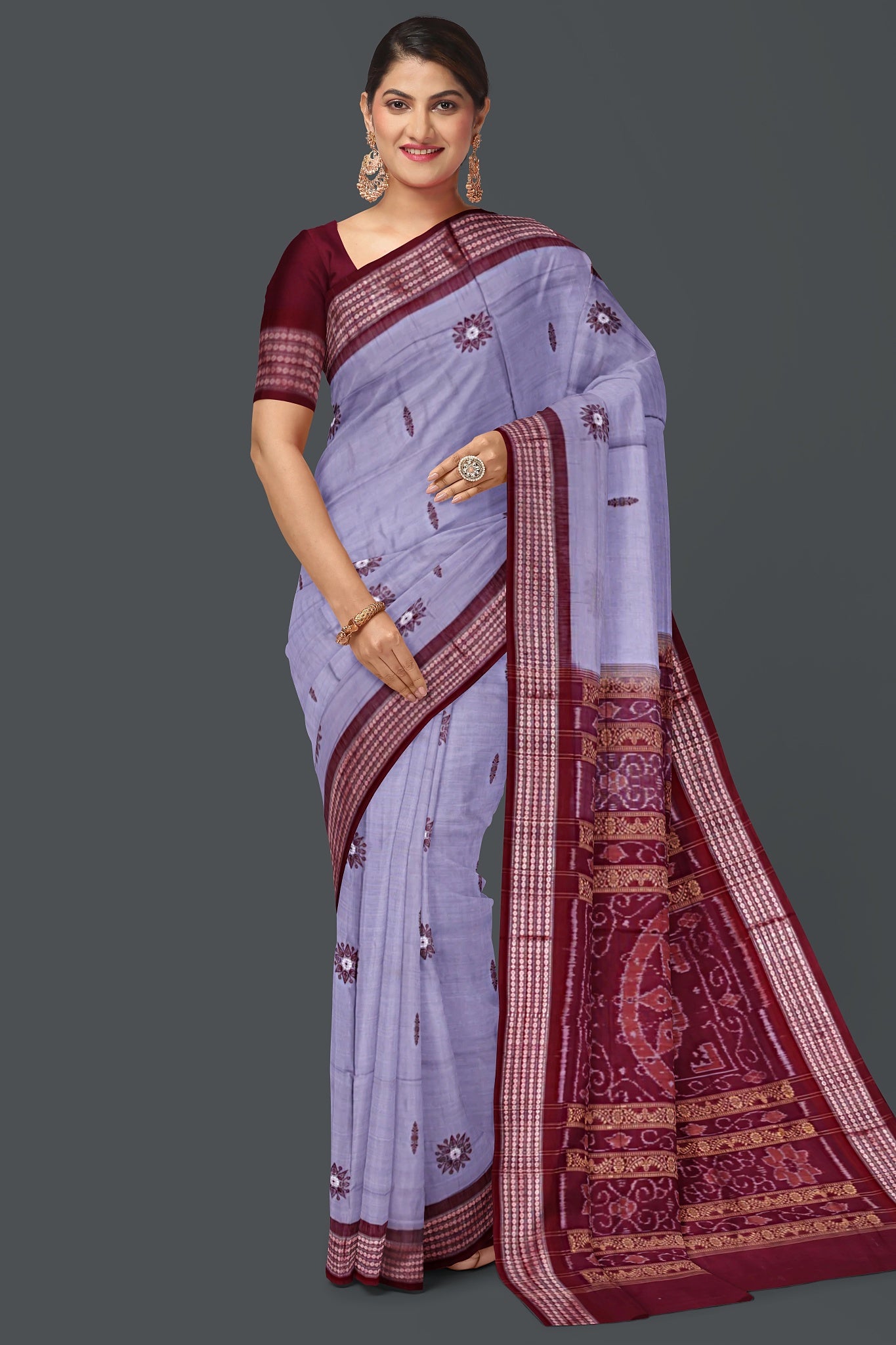 Dark Grey Padam Bomaki Saree