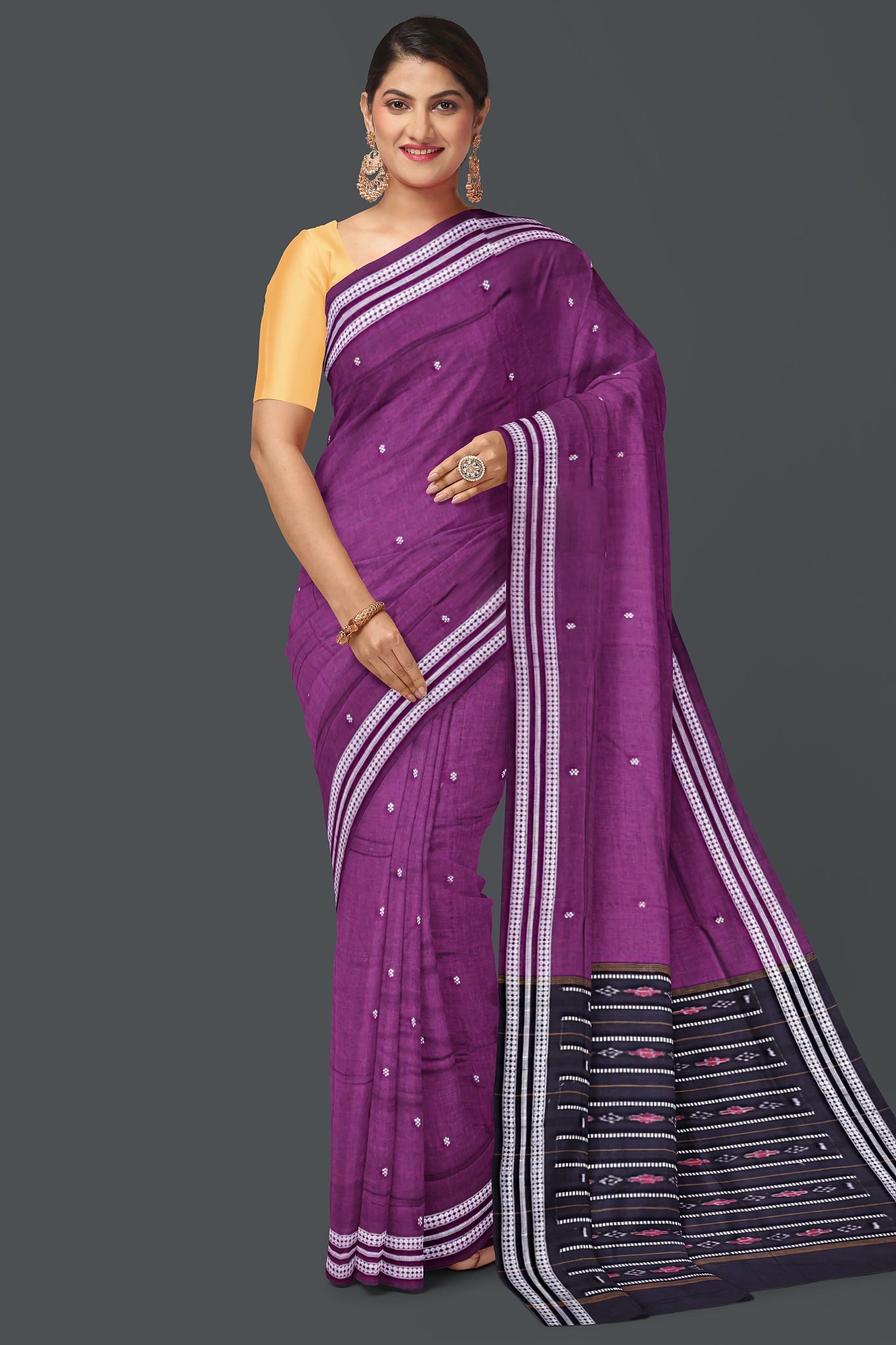 Purple Bomkai Butti Saree