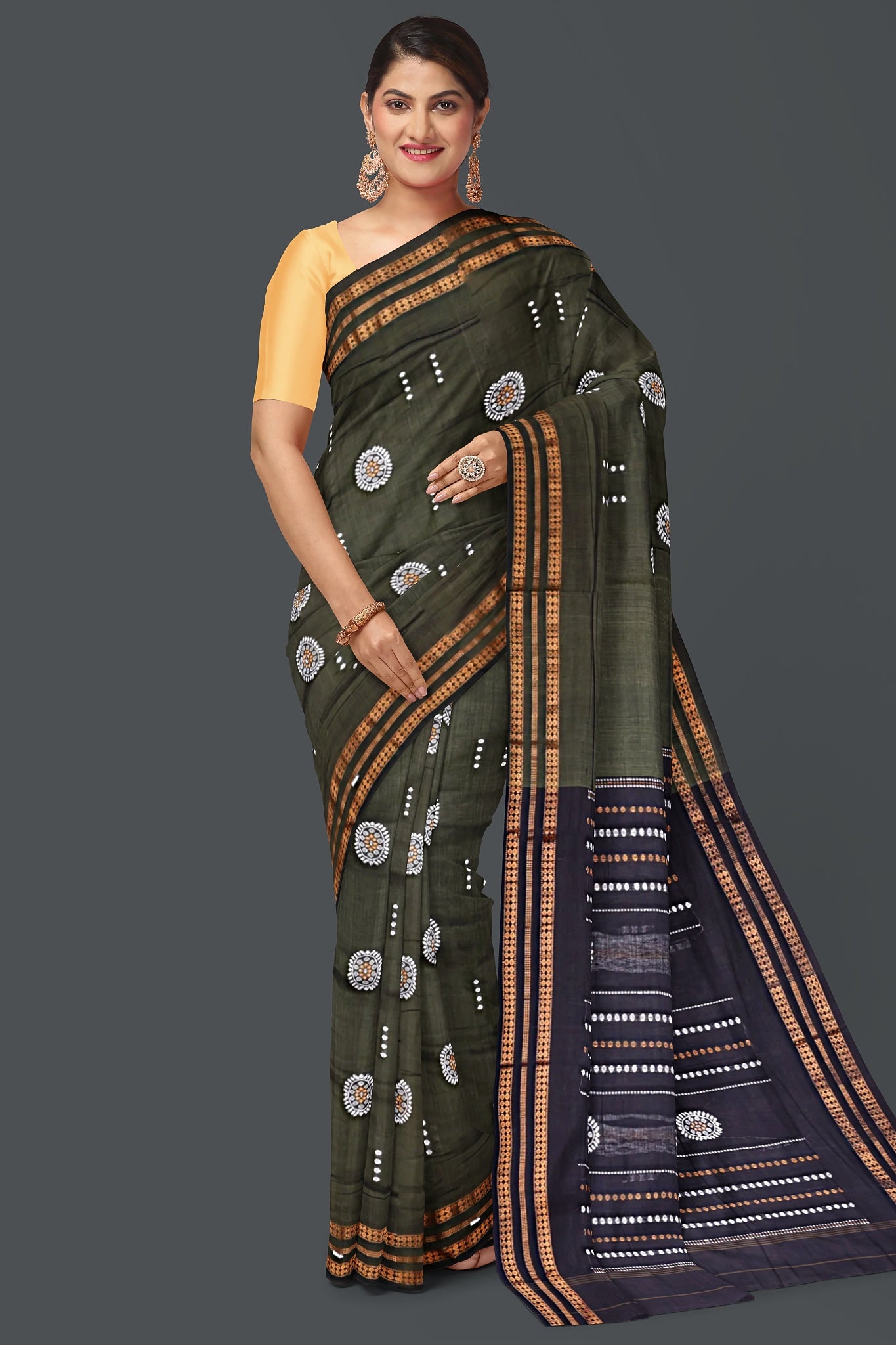 Deep Olive Bomkai Saree