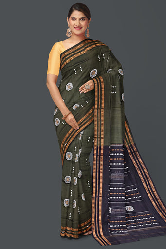 Deep Olive Bomkai Saree