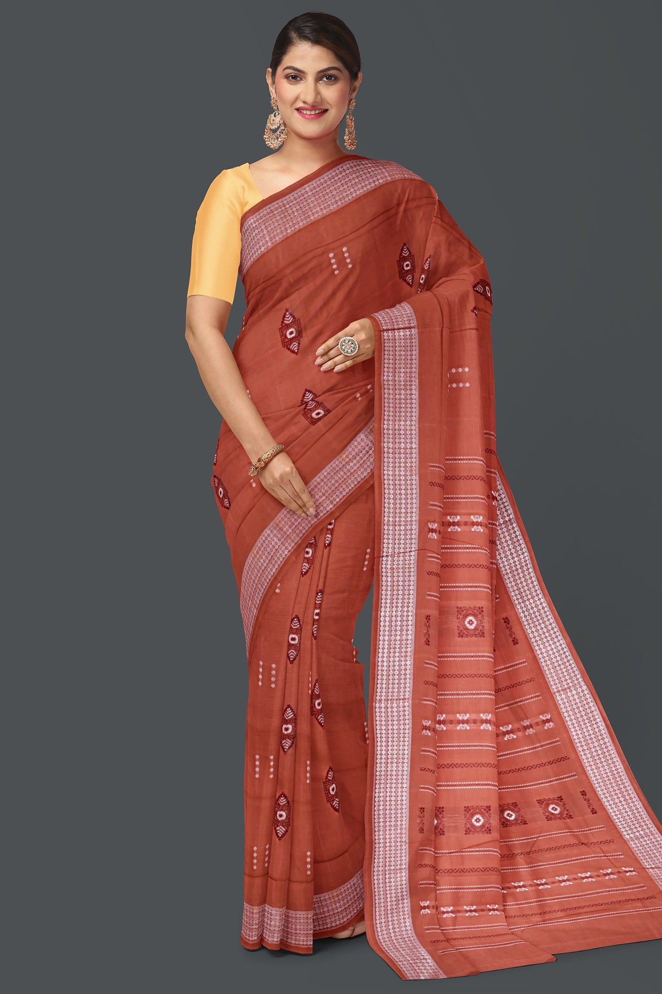 Chocklate Brown Bomkai Saree
