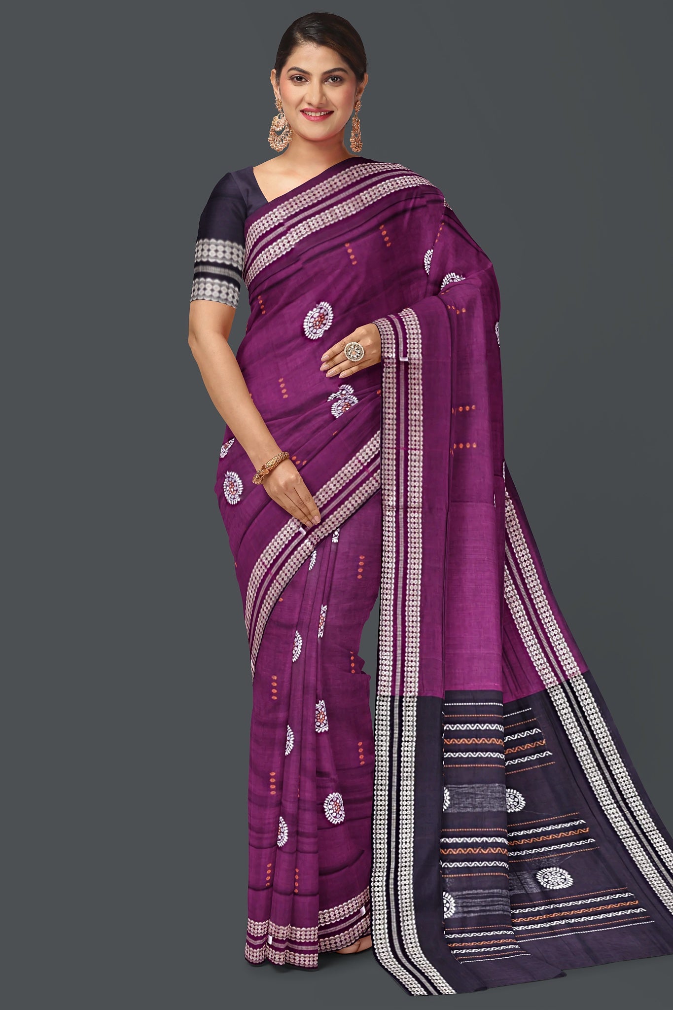 Purple Bomkai Saree