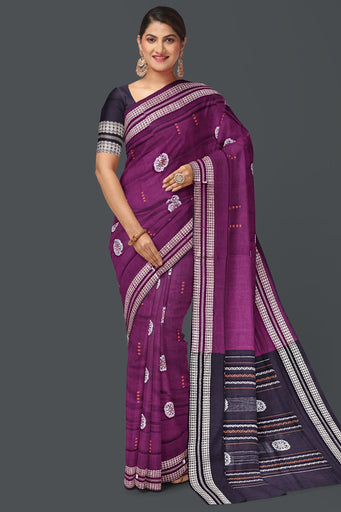 Purple Bomkai Saree