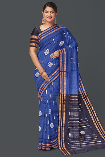 Navy Blue Padam Bomaki Saree