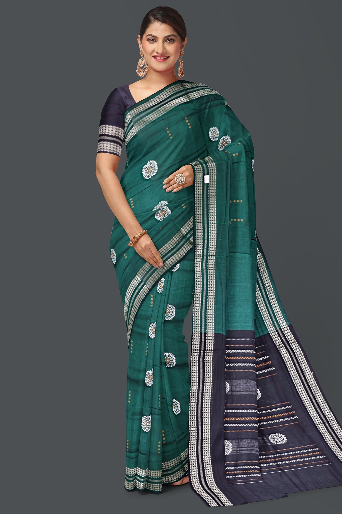 Green Bomkai Saree