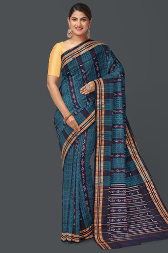 Deep Green Line Bandha Saree