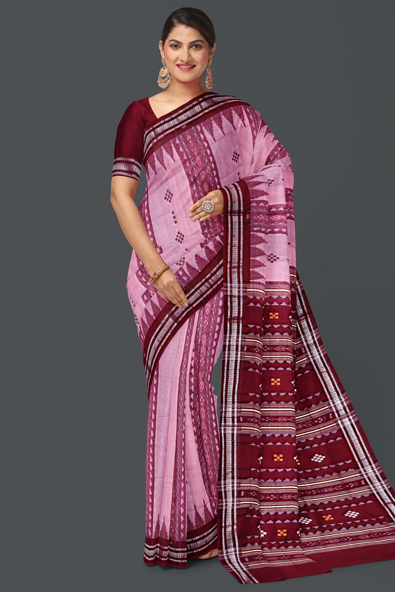 Hot Pink And Dark Violet Body Bandha Saree