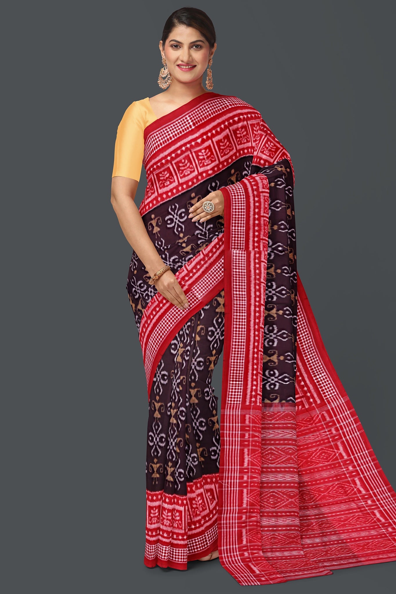 Coffee Body Bandha Saree(With Out Blouse)