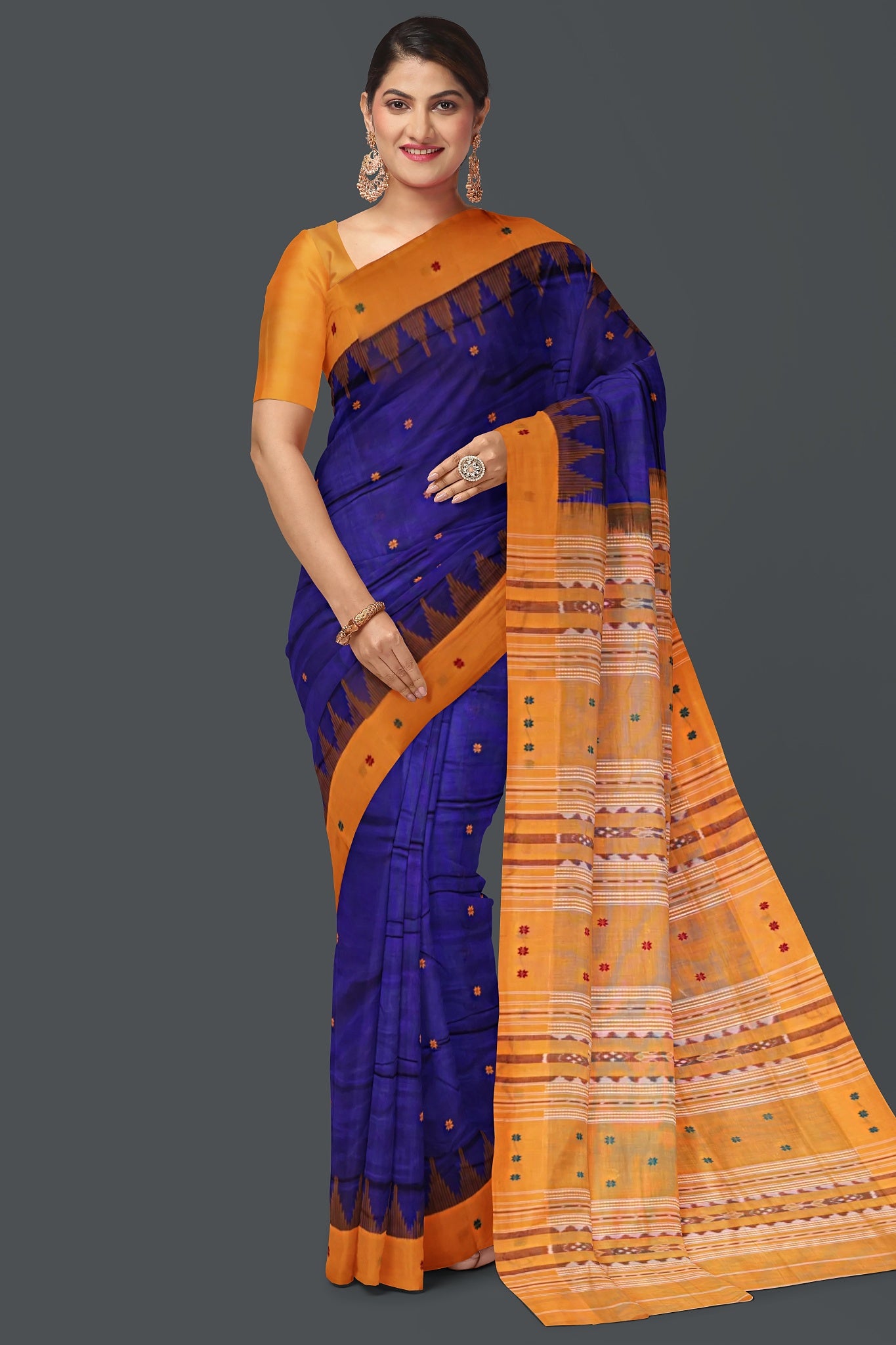 Blue Pata Bapta Saree