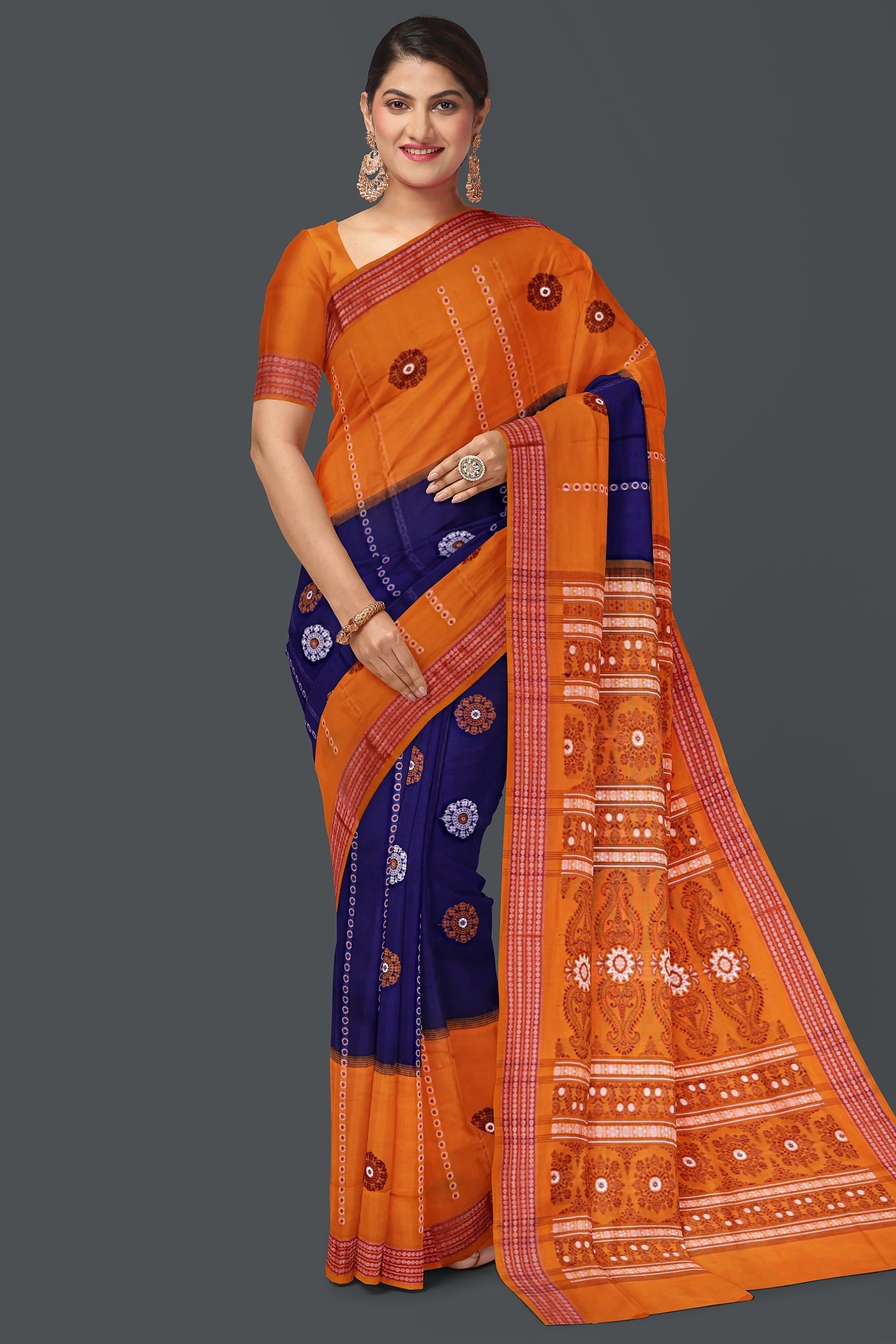 Blue Violate Bomkai Saree