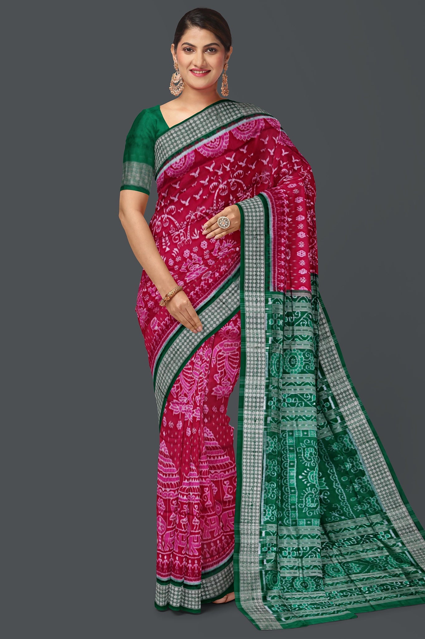 Hot Pink Traditional Body Bandha Saree