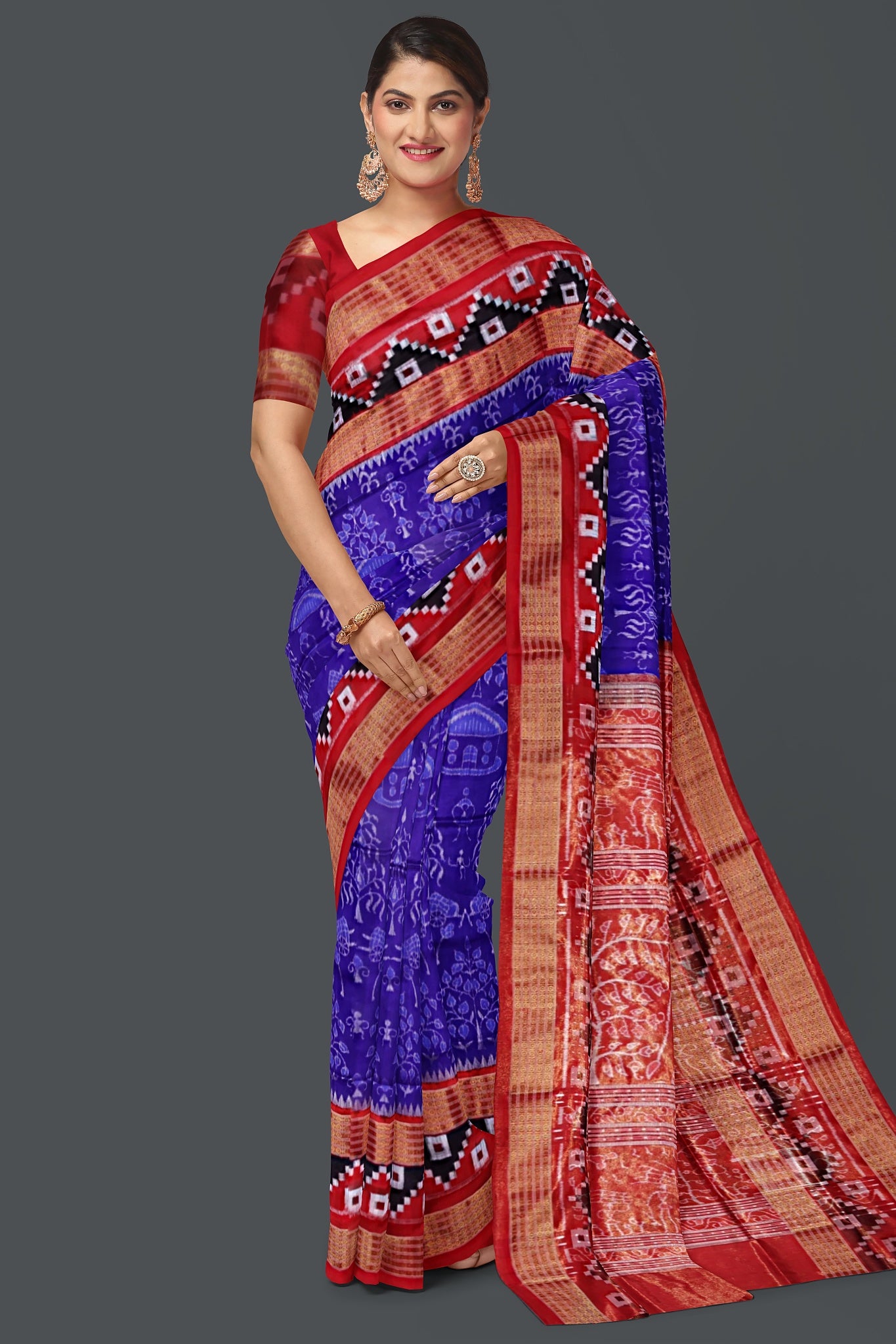 Blue Violate Body Bandha Tissue Saree