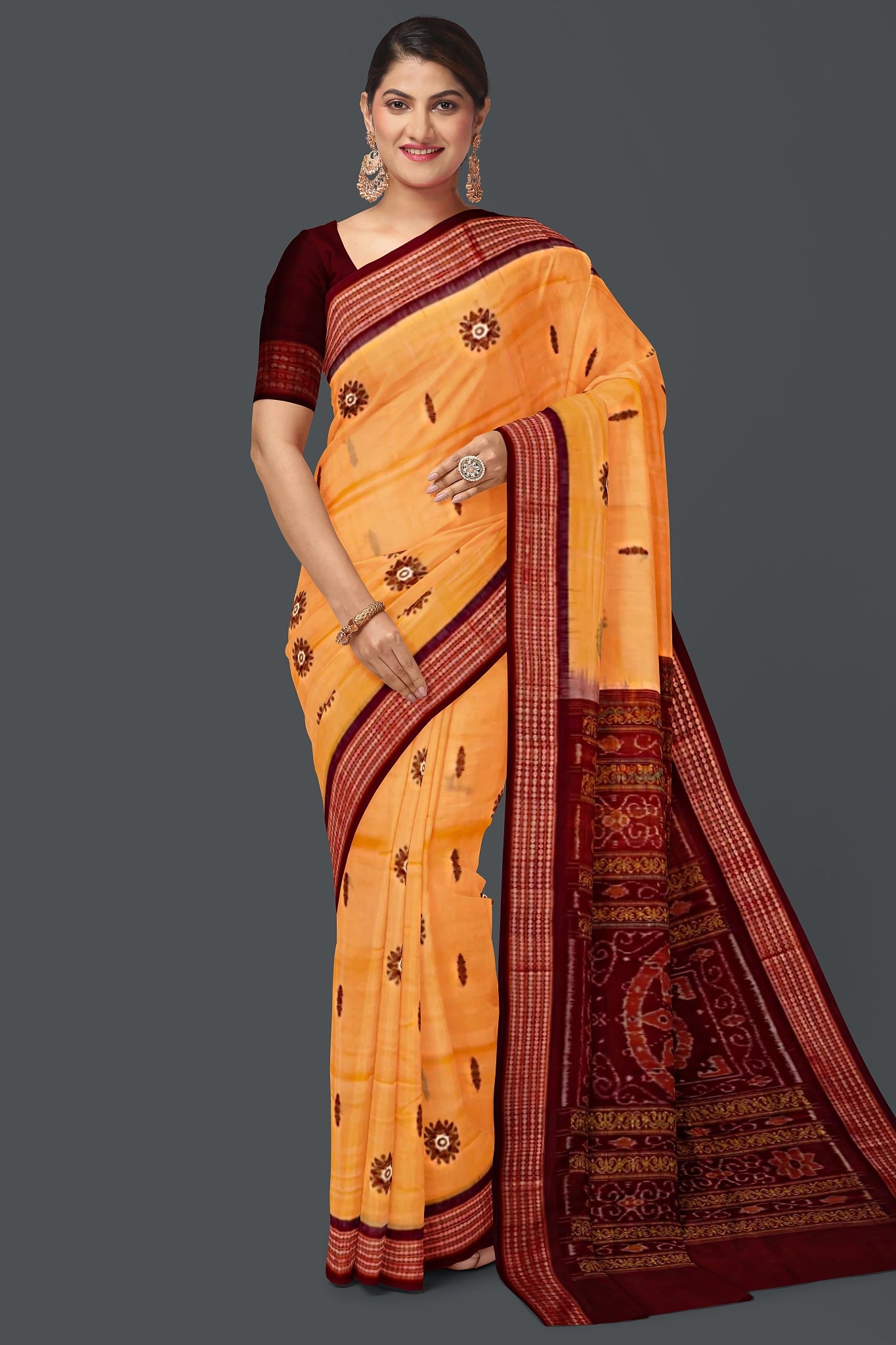 Light Orange Bomkai Saree