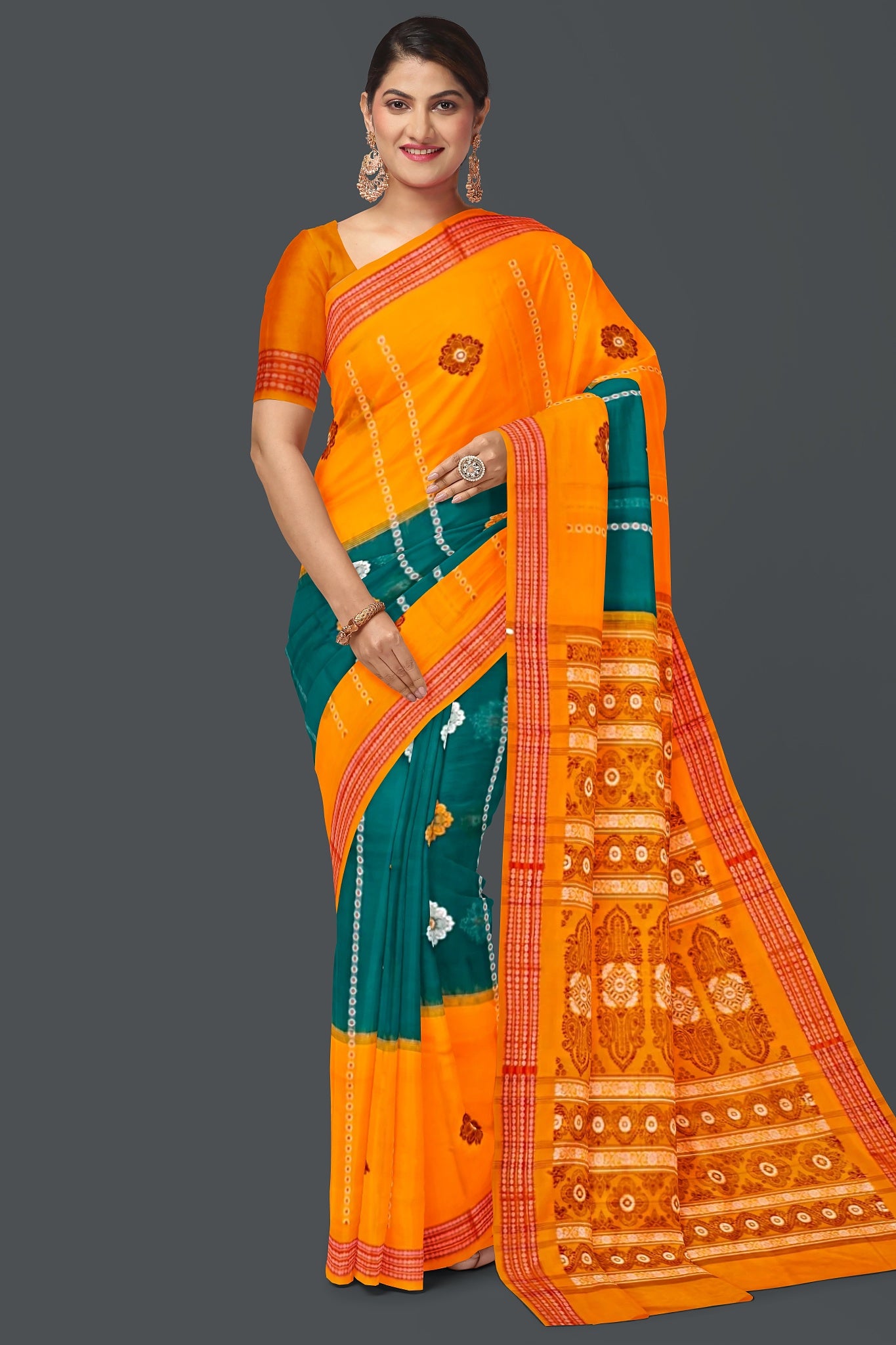 Leaf Green Bomkai Saree
