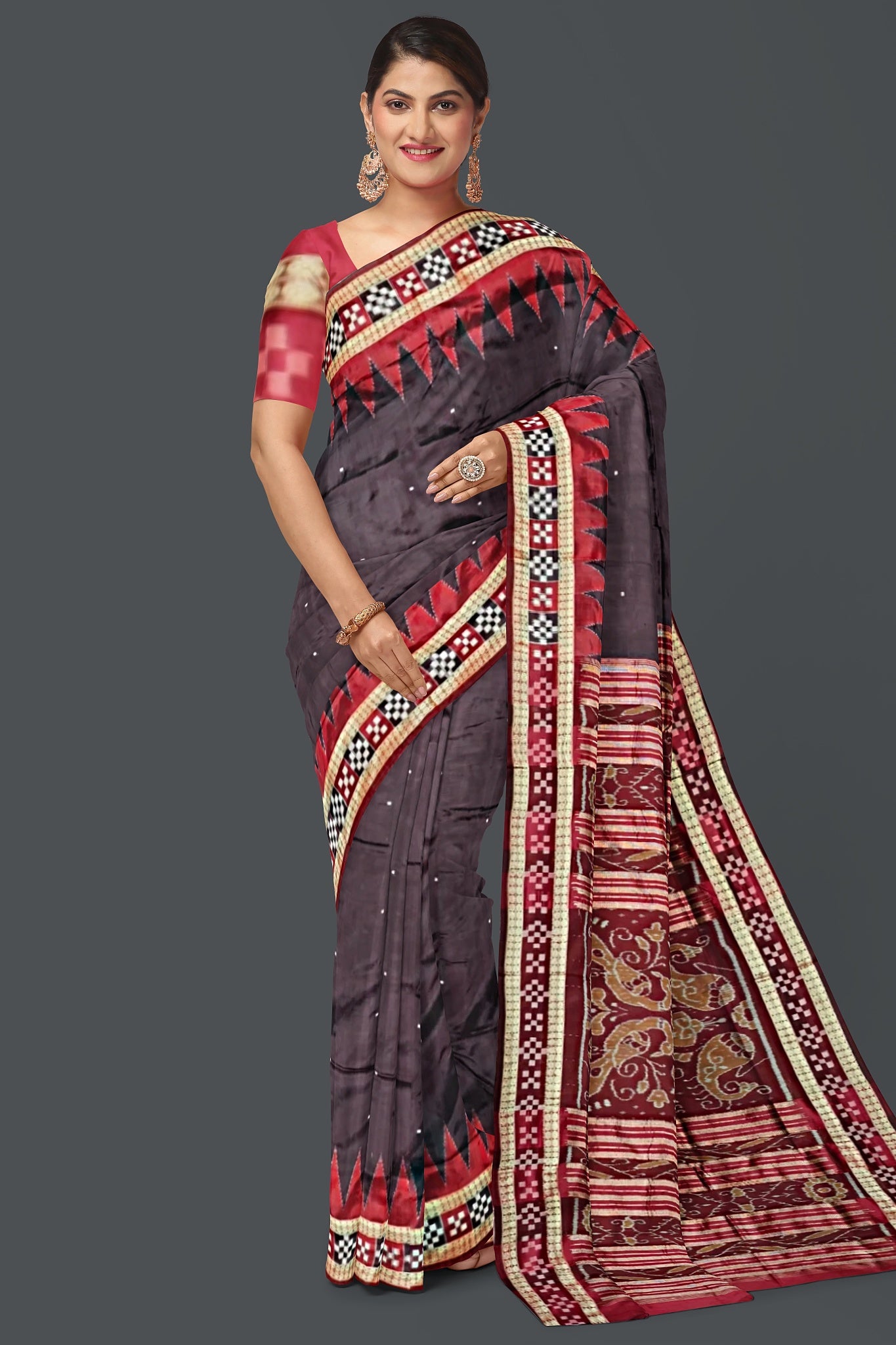 Deep Coffee Border Pasapalli Saree