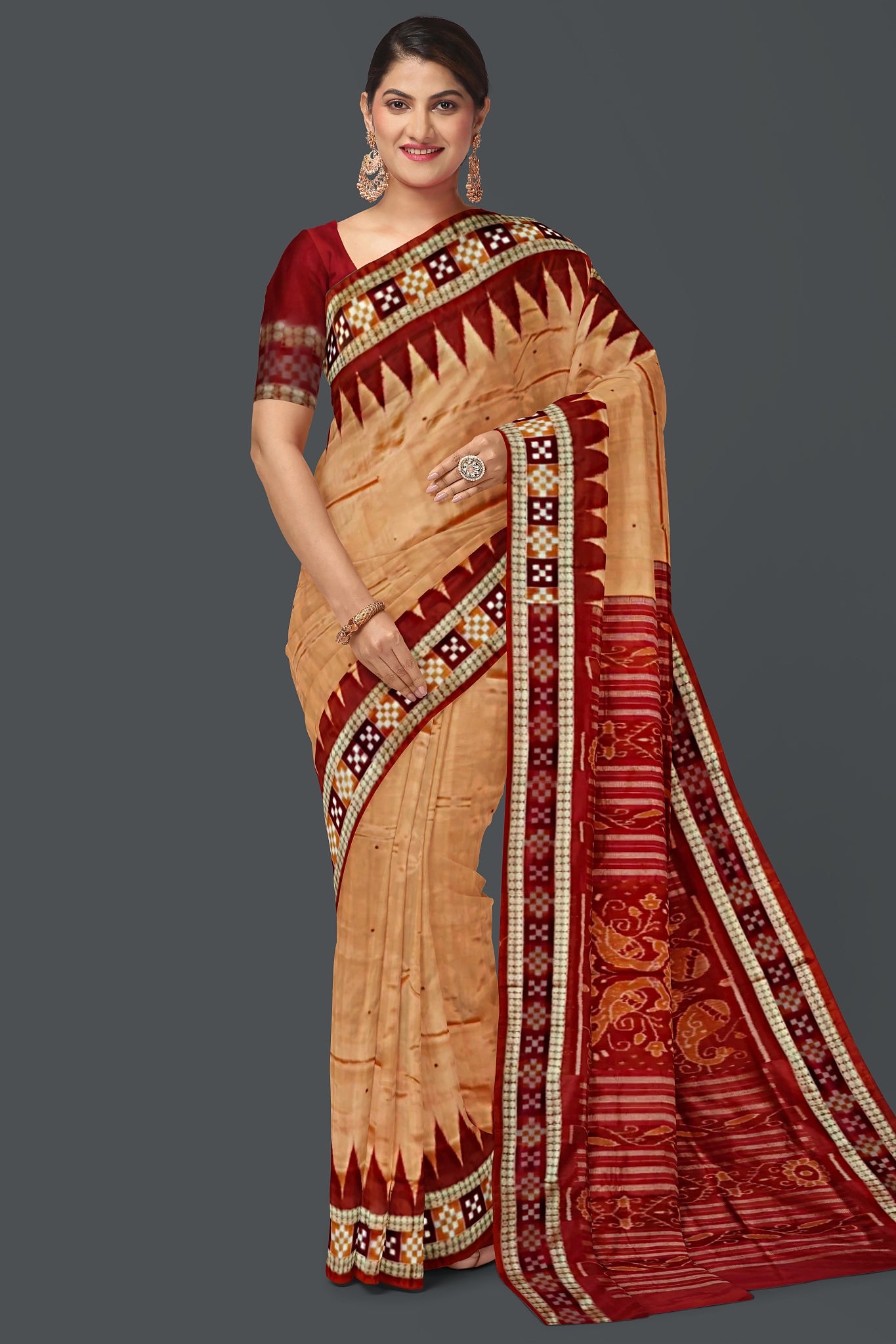 Light Coral Border Pasapalli Saree