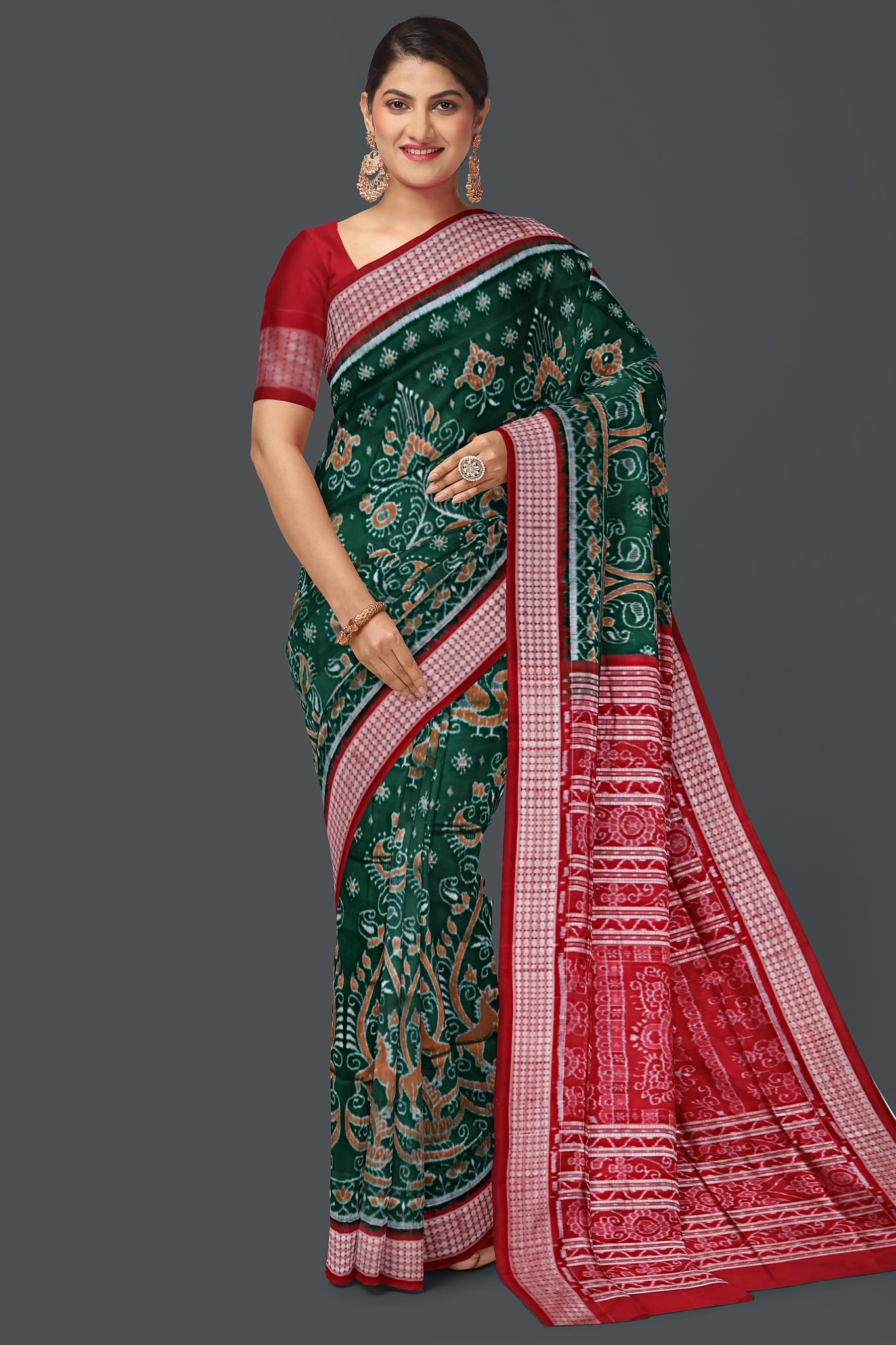 Forest Green Traditional Body Bandha Saree