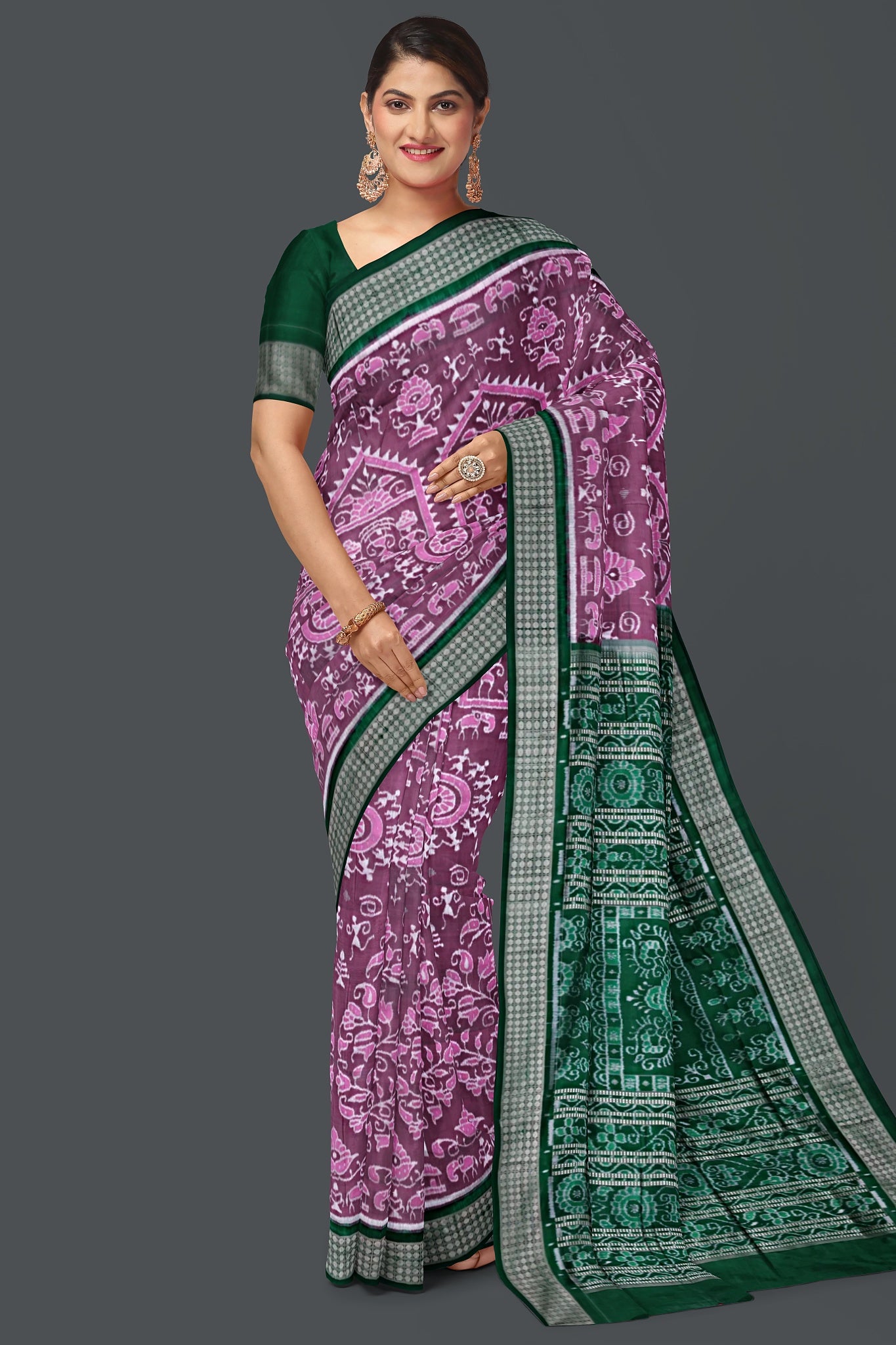 Lavender Blue Teracota Bandha Saree