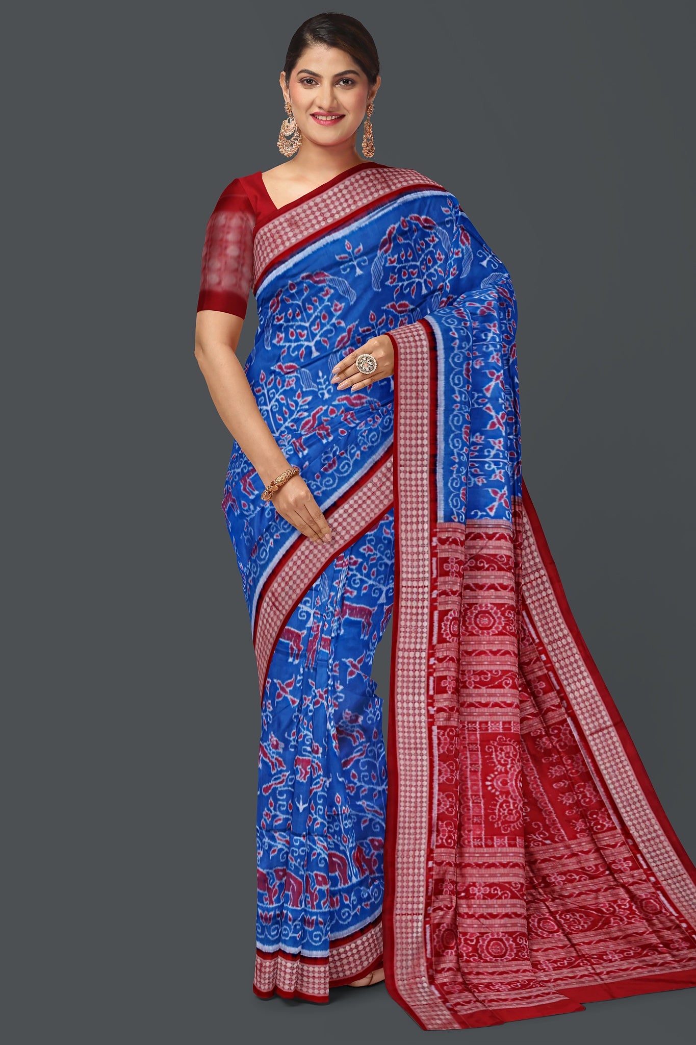 Happy Blue Traditional Body Bandha Saree